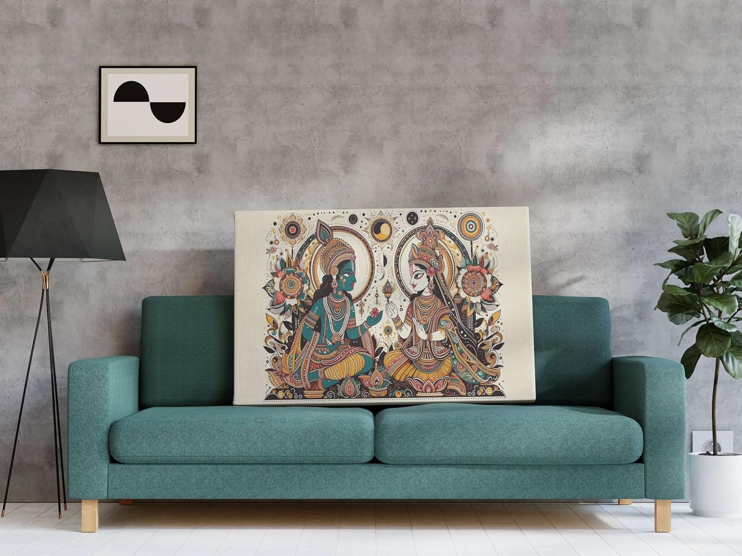 Radha Krishna Canvas Wall Painting with Frame for Home Decor