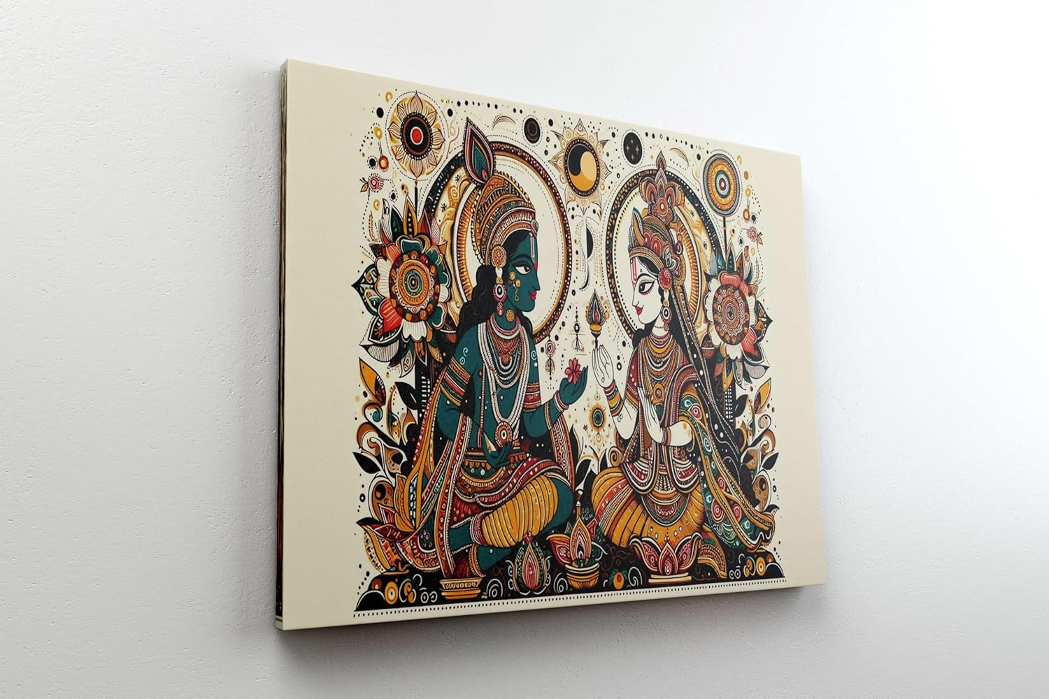 Radha Krishna Canvas Wall Painting with Frame for Home Decor