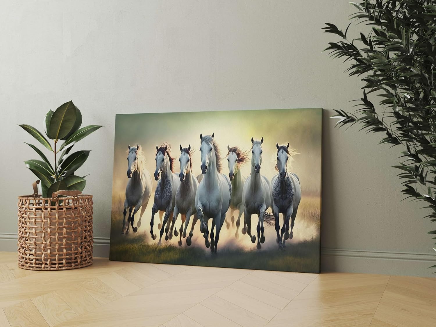 Seven Horse Painting For Wall Decoration With Frame Canvas Painting For Living Room