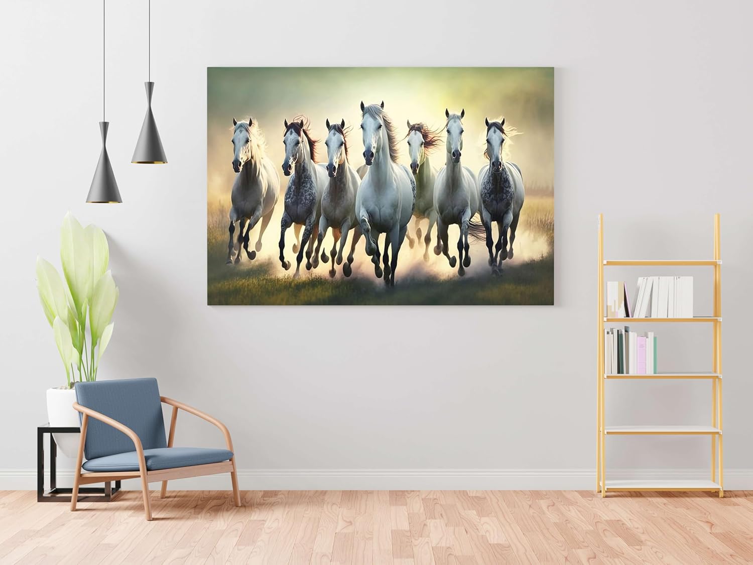Seven Horse Painting For Wall Decoration With Frame Canvas Painting For Living Room