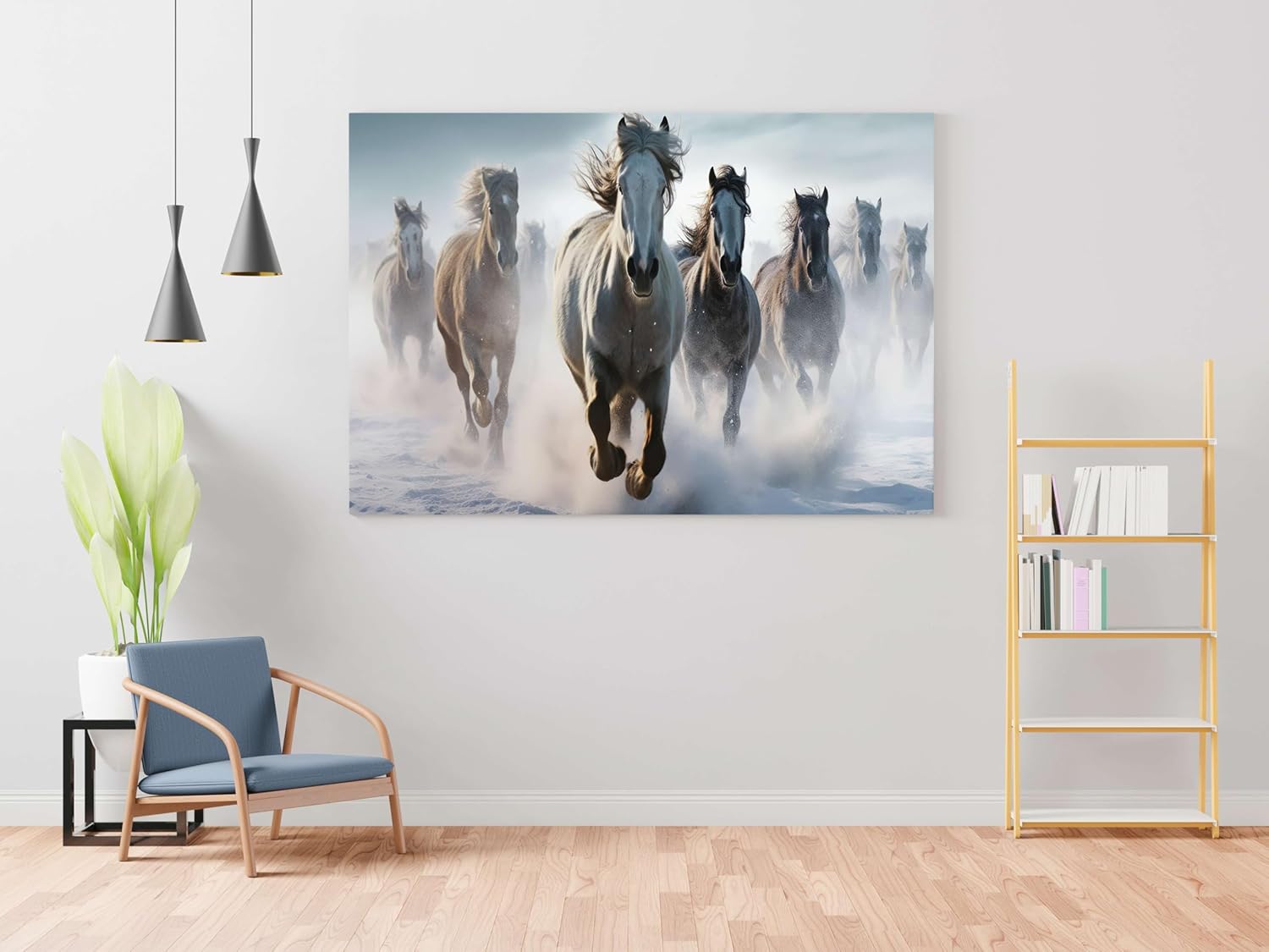 Seven Horse Painting For Wall Decoration With Frame Canvas Painting For Living Room