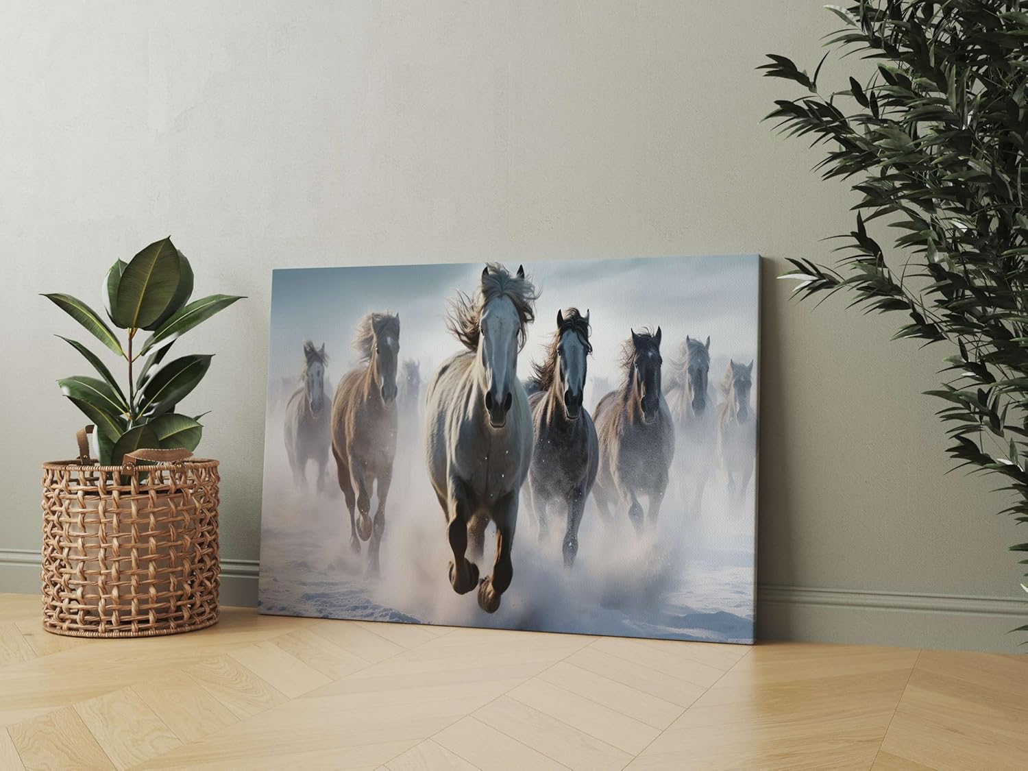 Seven Horse Painting For Wall Decoration With Frame Canvas Painting For Living Room