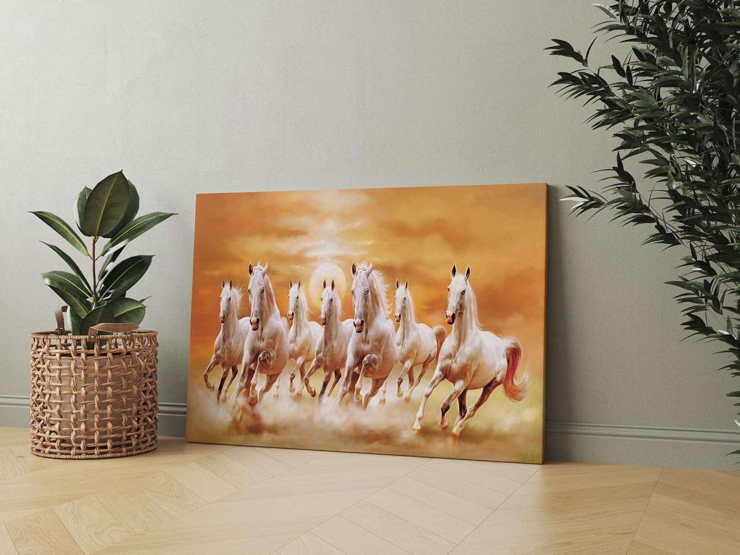 Seven Horse Painting For Wall Decoration With Frame Canvas Painting For Living Room