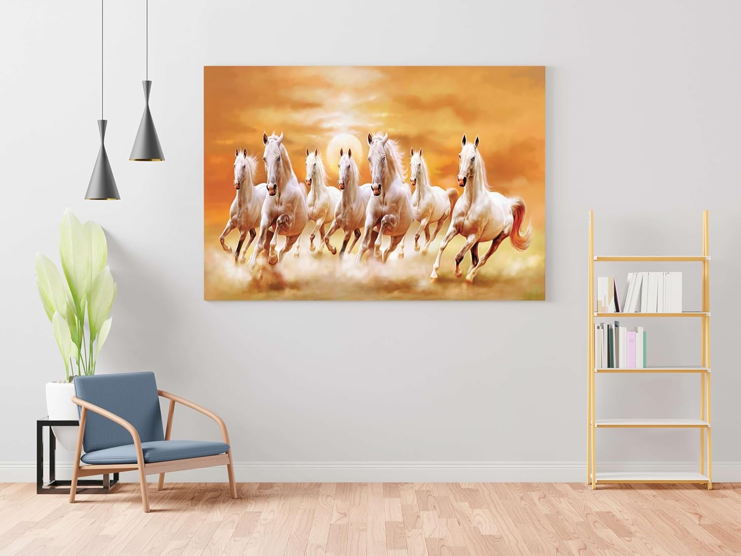 Seven Horse Painting For Wall Decoration With Frame Canvas Painting For Living Room
