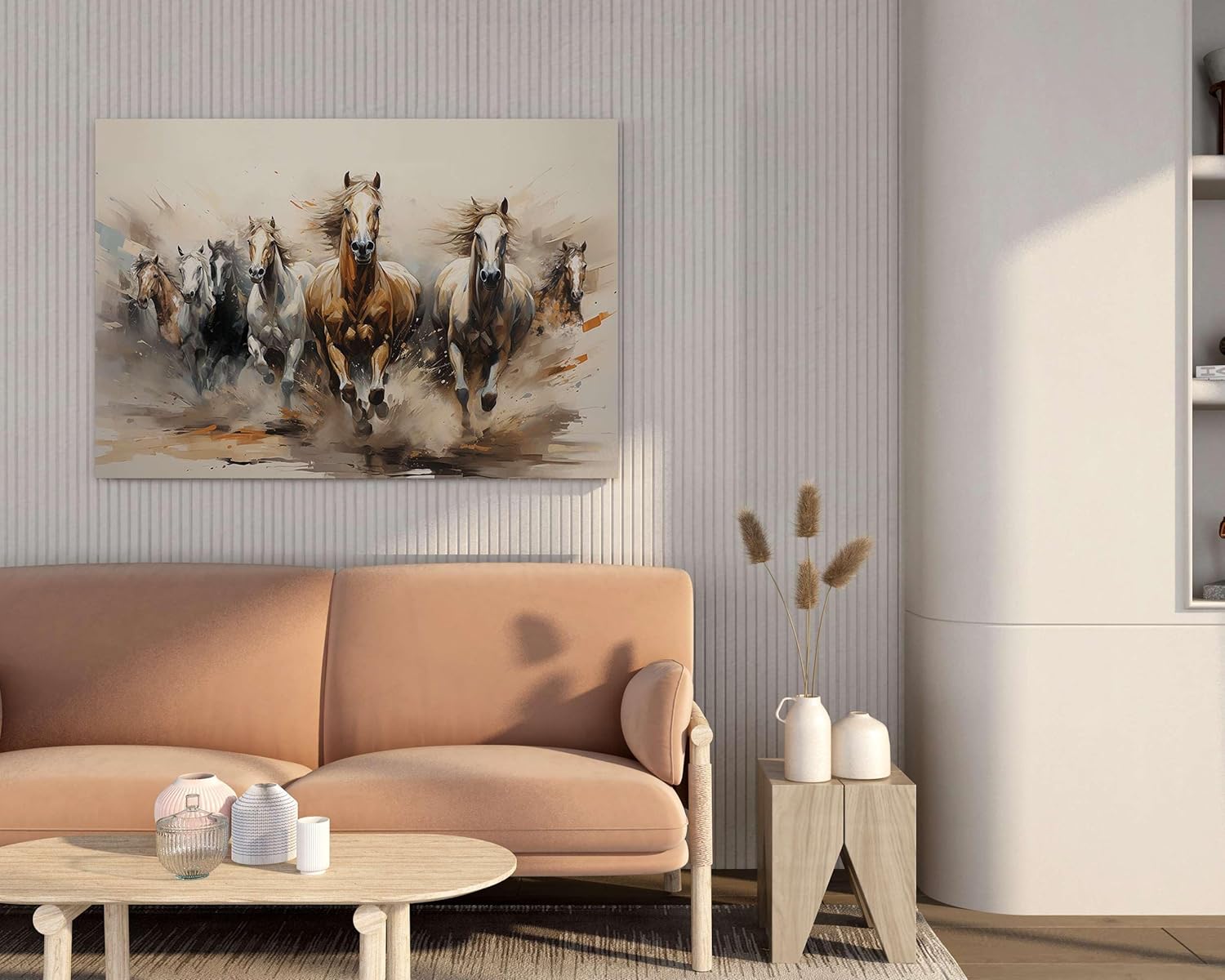 Seven Horse Canvas Wall Painting with Fr...