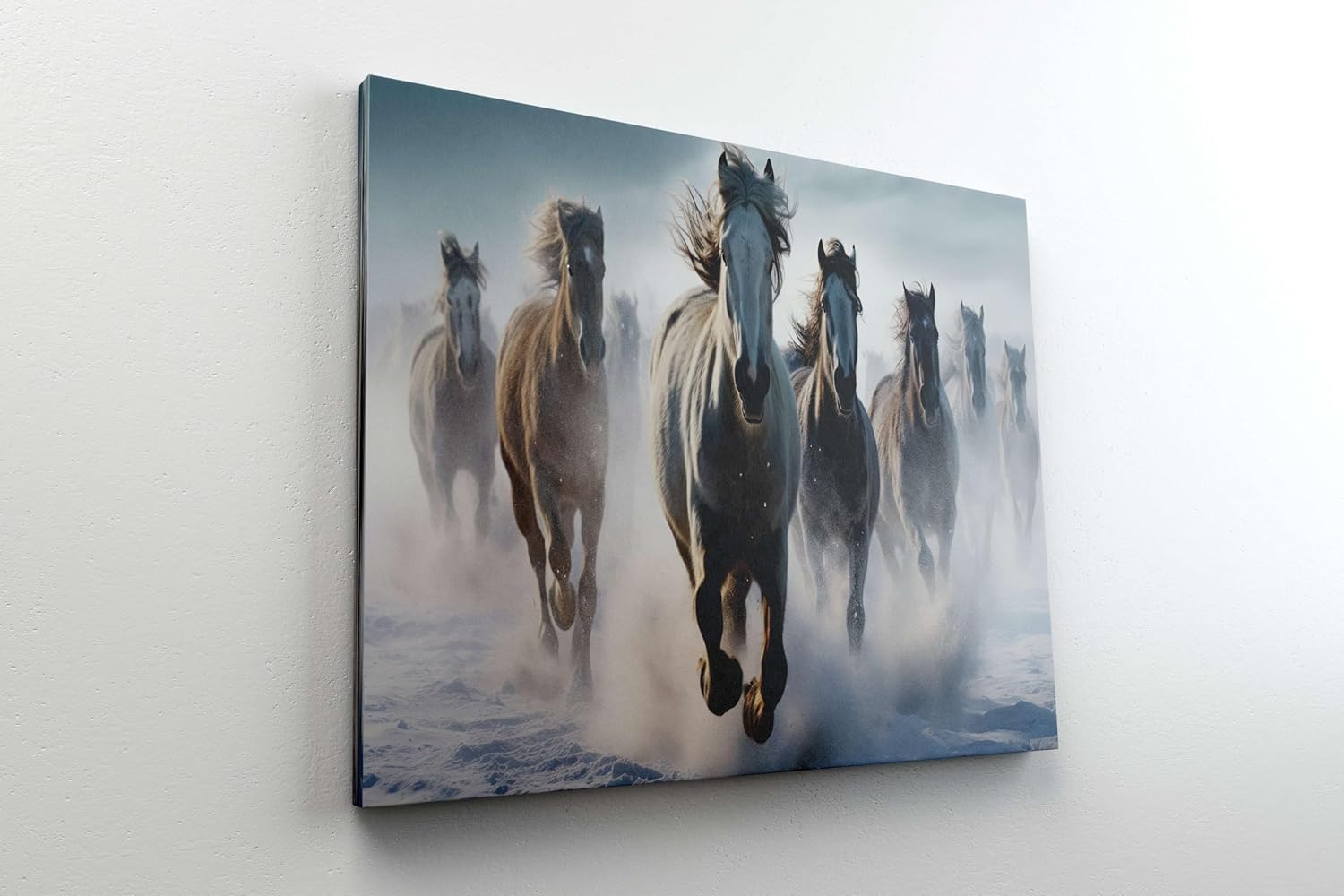 Seven Horse Canvas Wall Painting with Frame for Living Room
