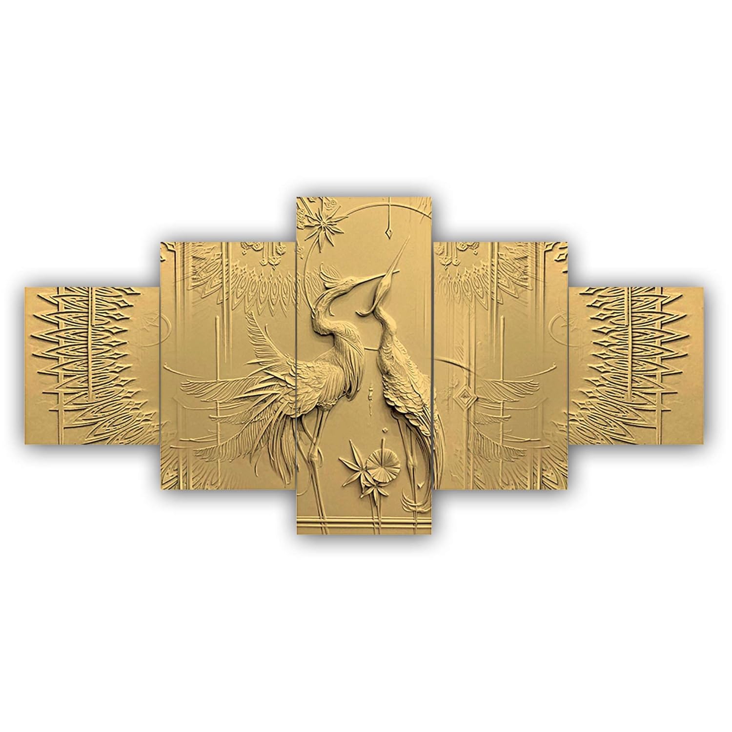 MDF Framed 3D Wall Painting Set of Five for Home Decoration, Big Size Painting for Living Room