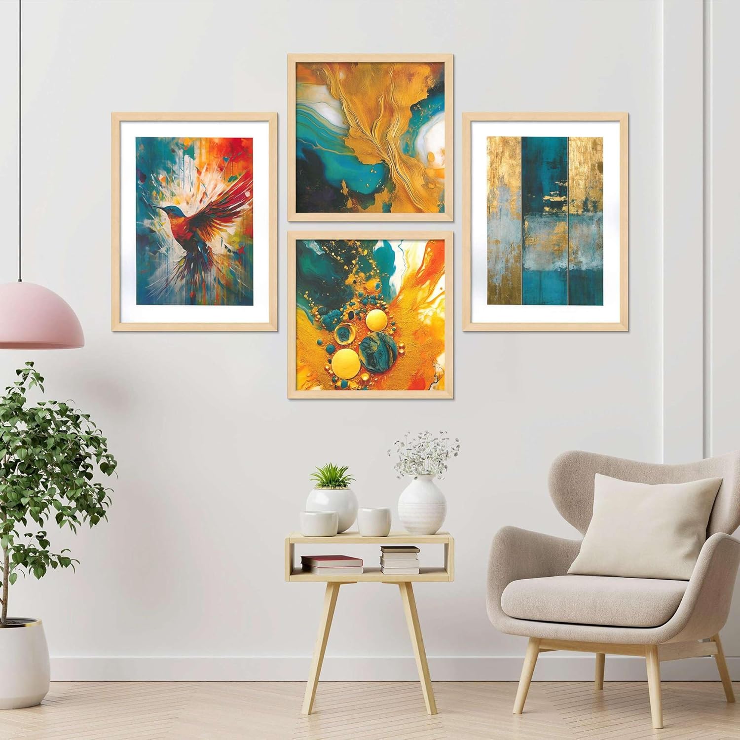 Framed Painting Set of Four for Wall Pai...