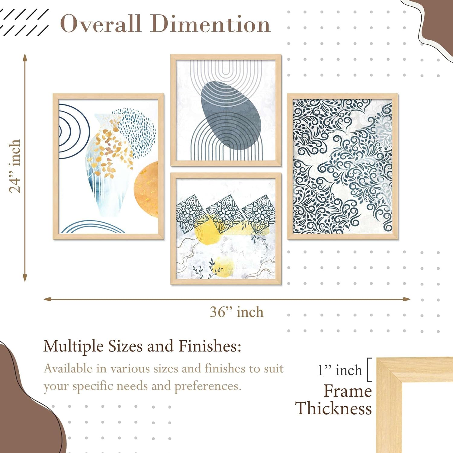 Framed Painting Set of Four for Wall Painting Decoration