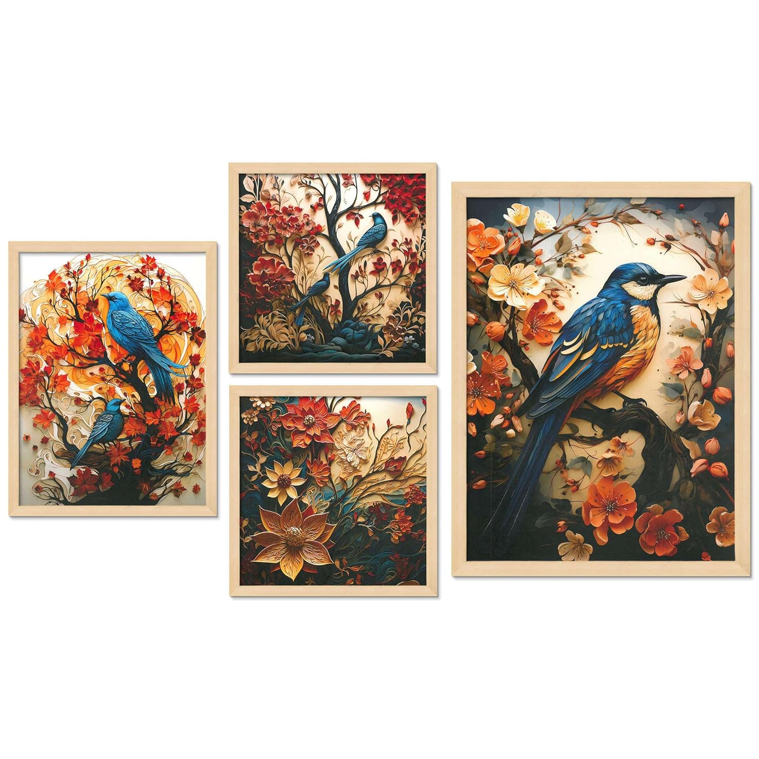 Framed Painting Set of Four for Wall Painting Decoration