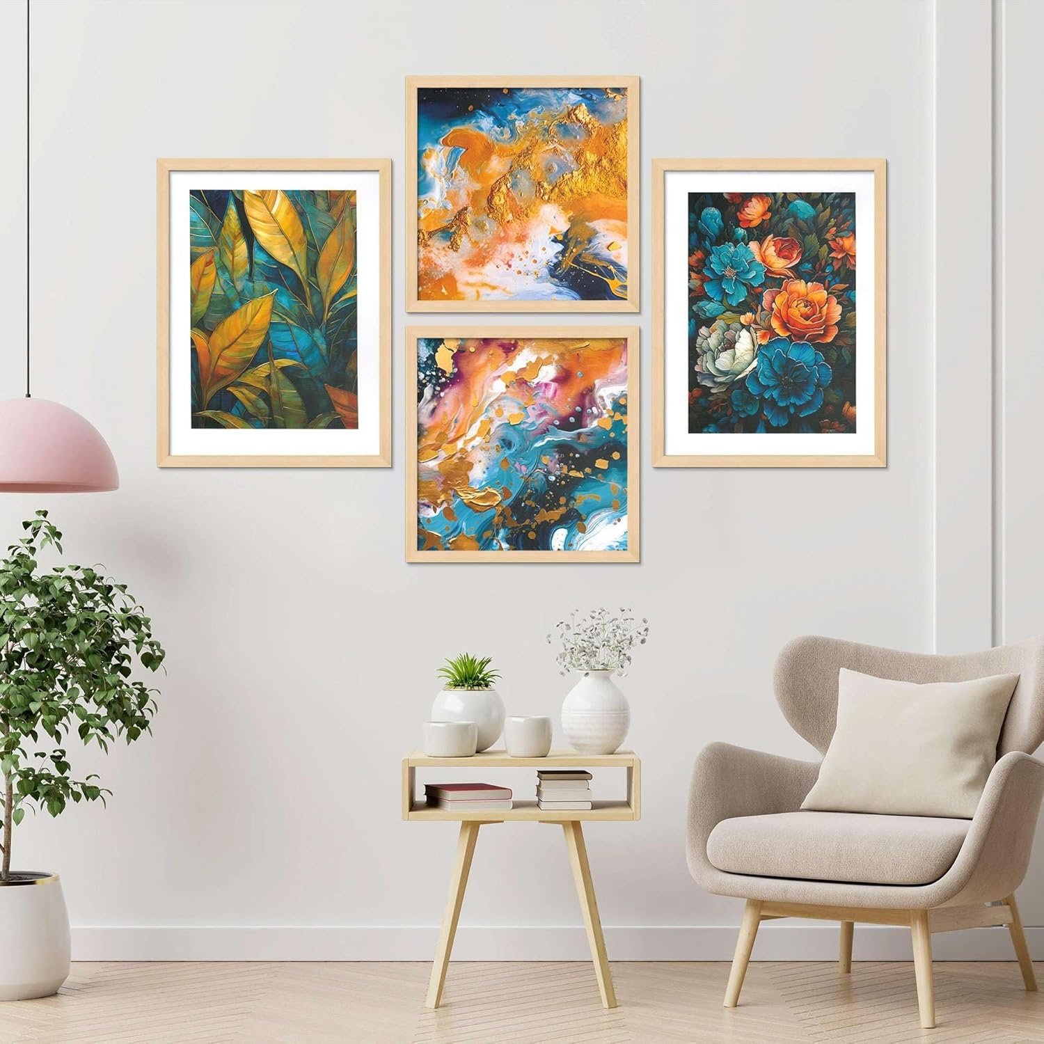 Framed Painting Set of Four for Wall Painting Decoration