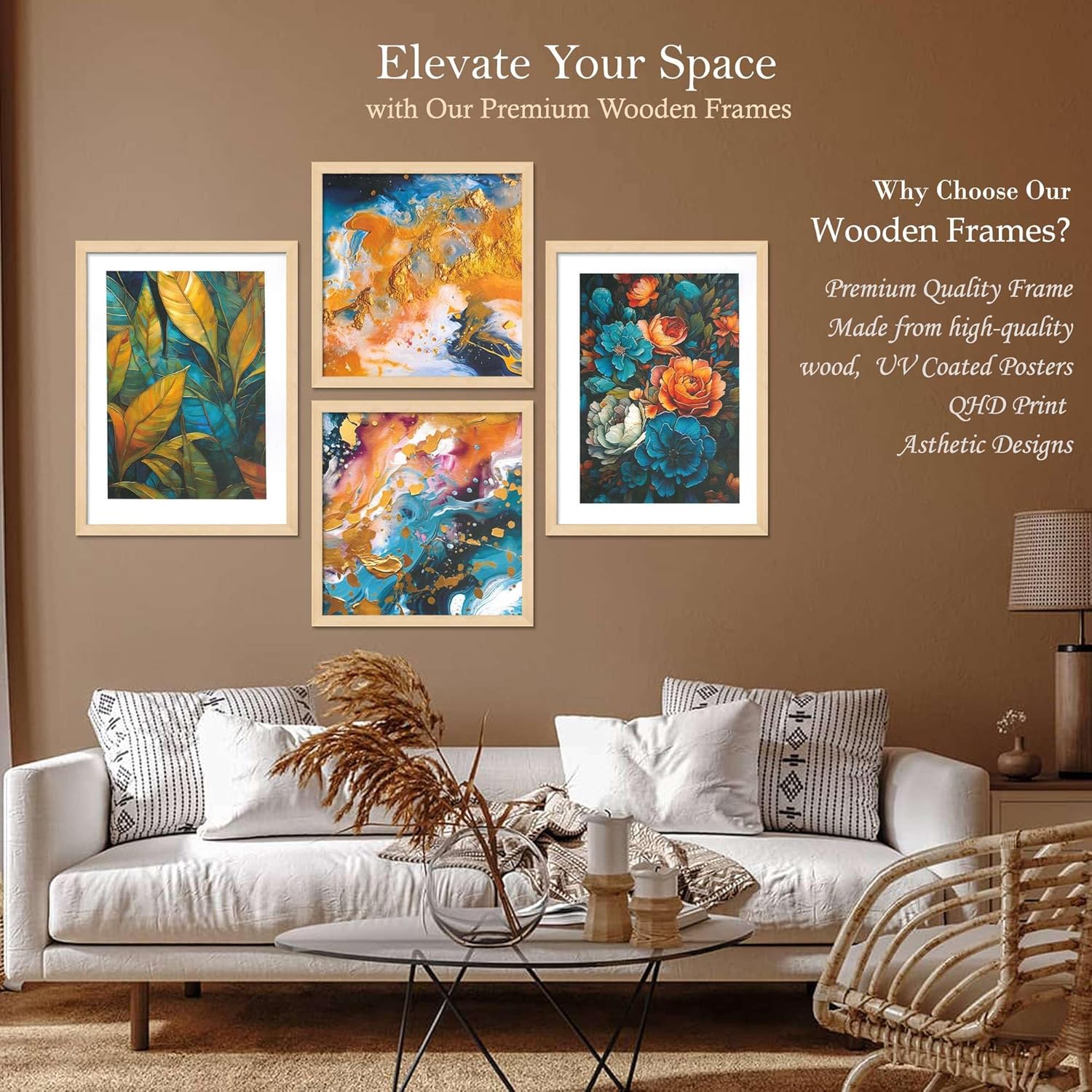 Framed Painting Set of Four for Wall Painting Decoration