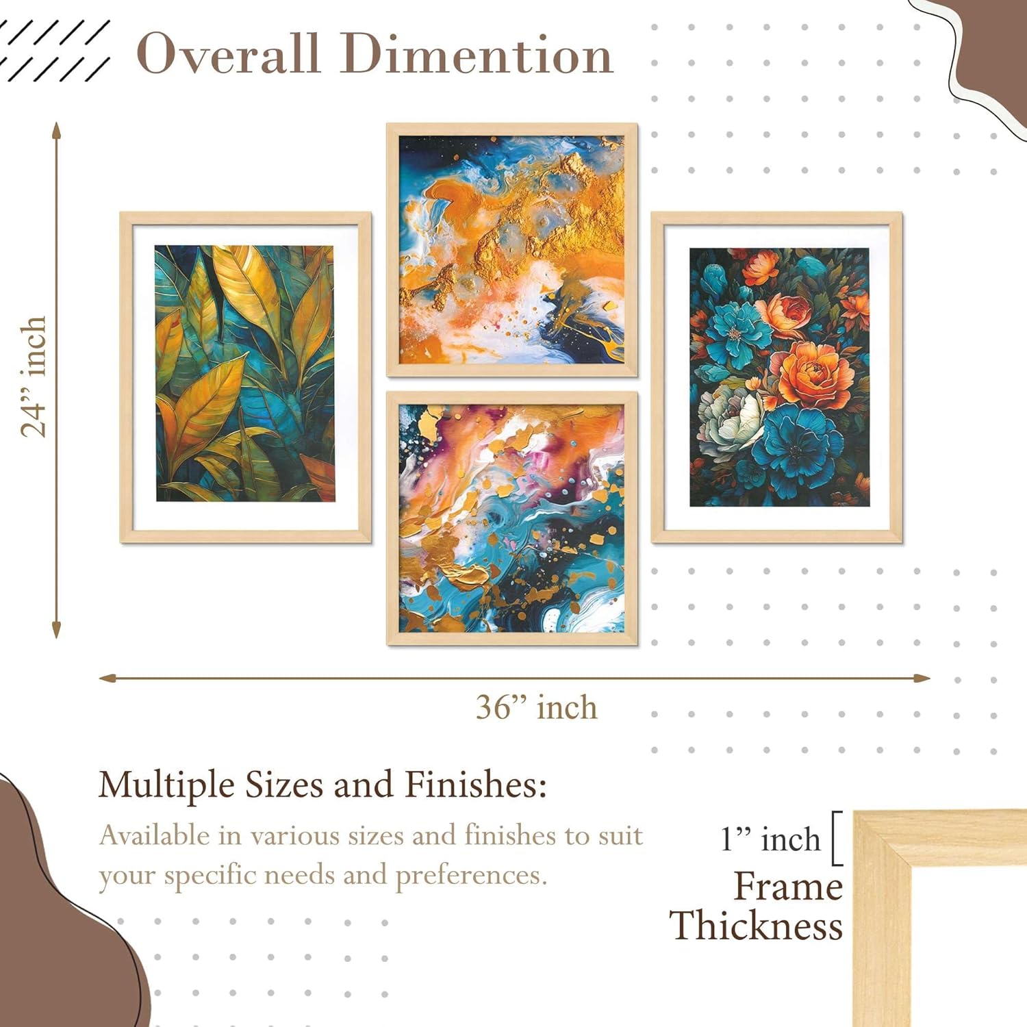 Framed Painting Set of Four for Wall Painting Decoration