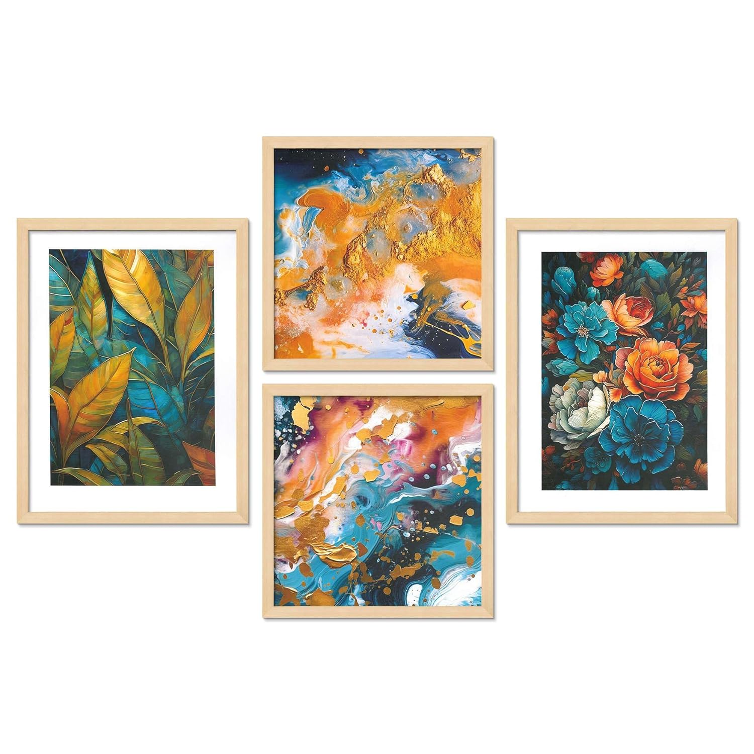 Framed Painting Set of Four for Wall Painting Decoration