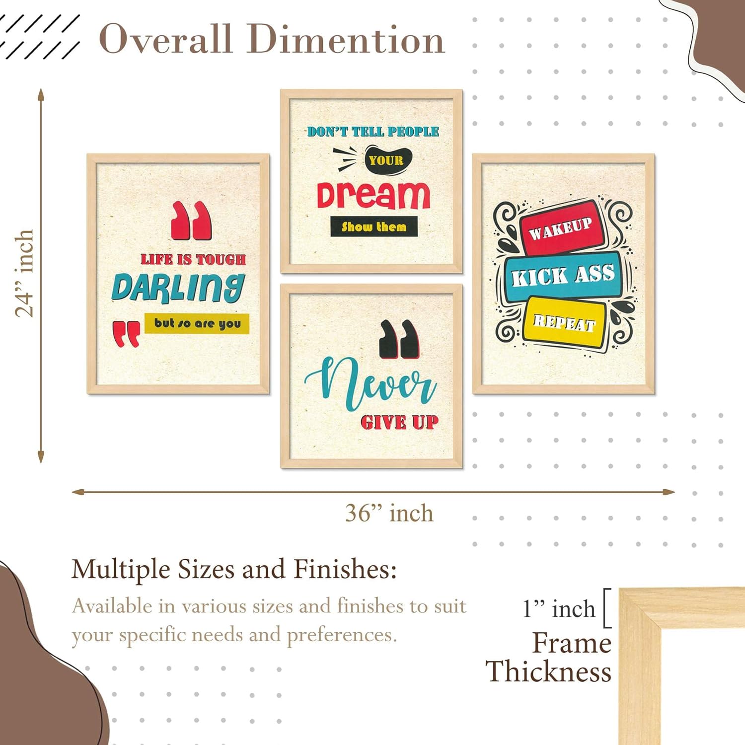 Framed Painting Set of Four for Wall Painting Decoration