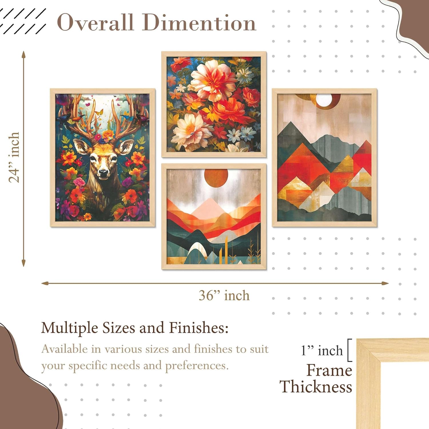 Framed Painting Set of Four for Wall Painting Decoration