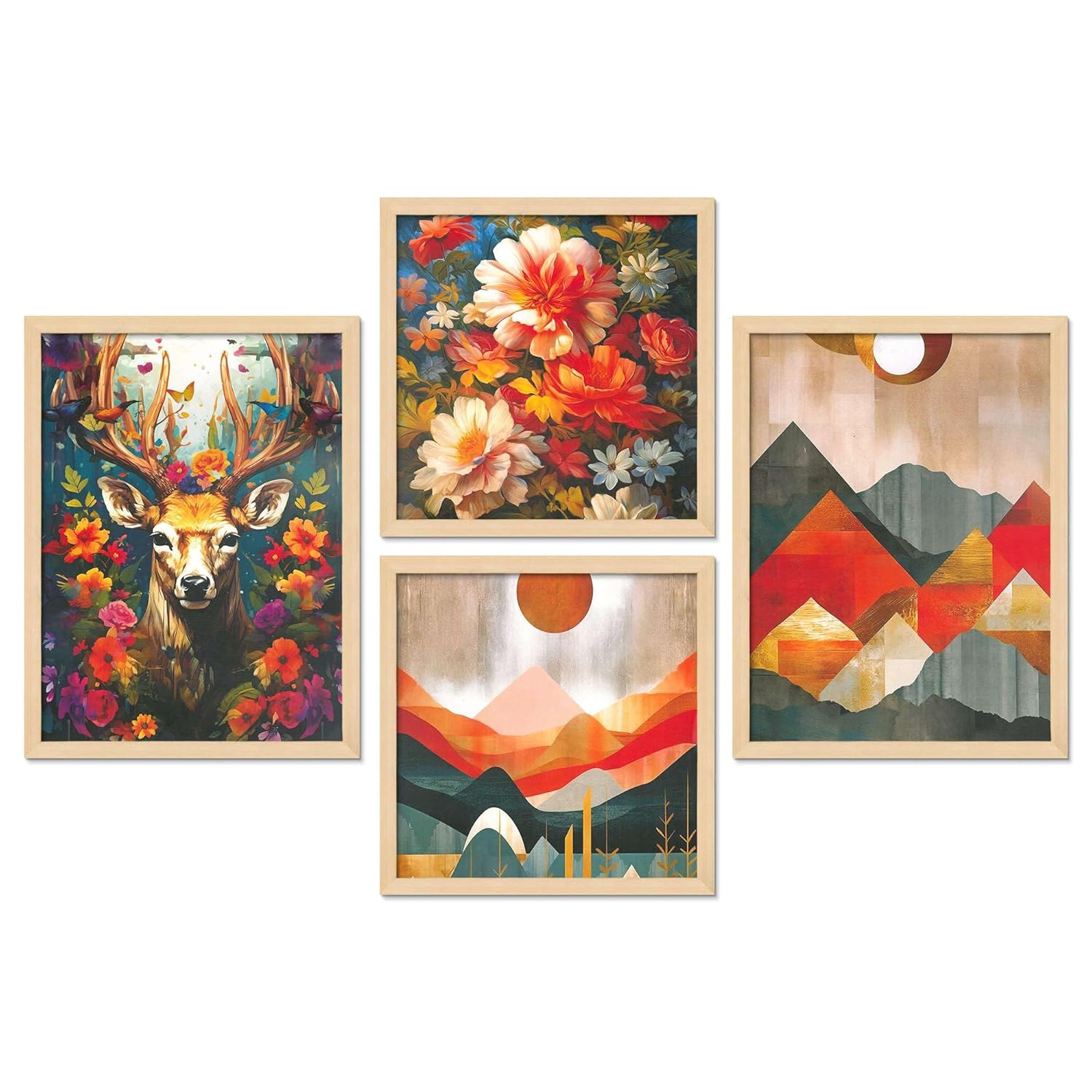 Framed Painting Set of Four for Wall Painting Decoration