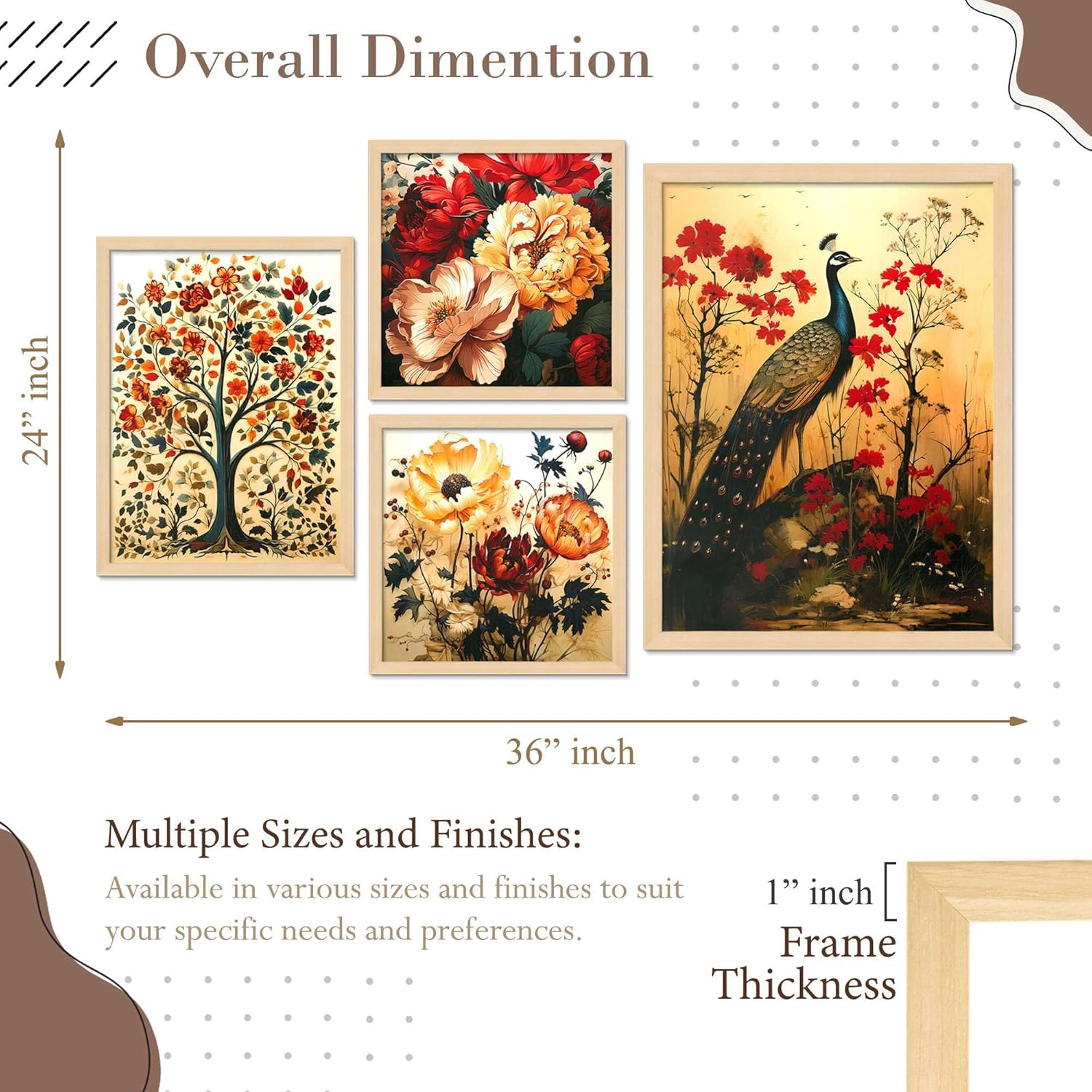 Framed Painting Set of Four for Wall Painting Decoration
