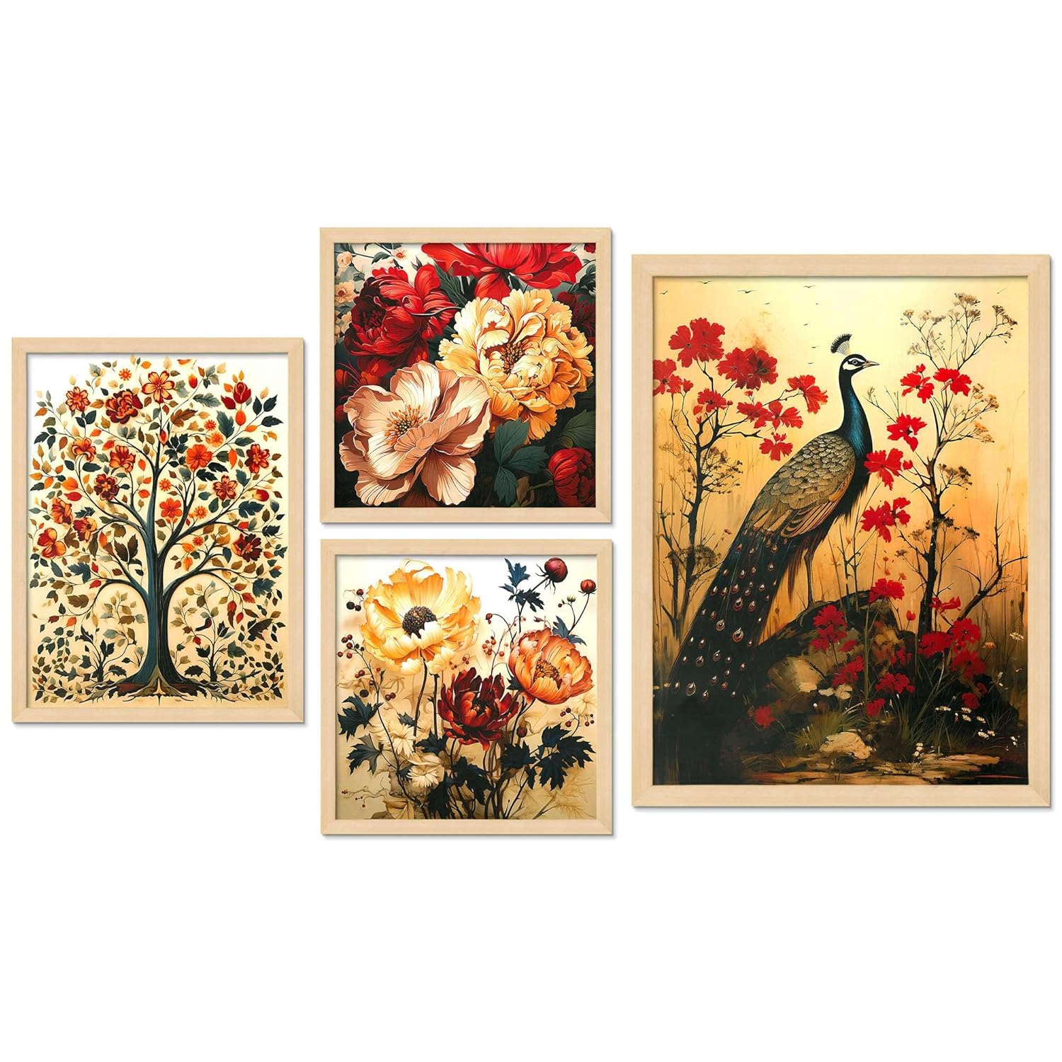 Framed Painting Set of Four for Wall Painting Decoration