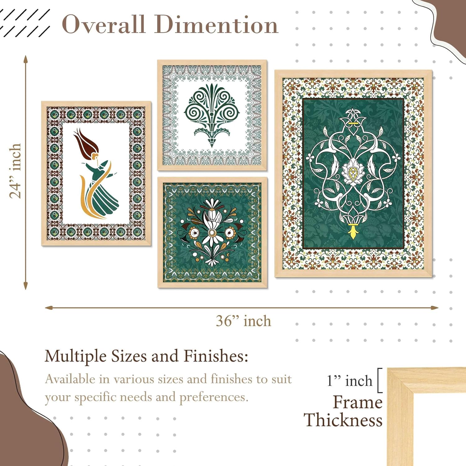 Framed Painting Set of Four for Wall Painting Decoration