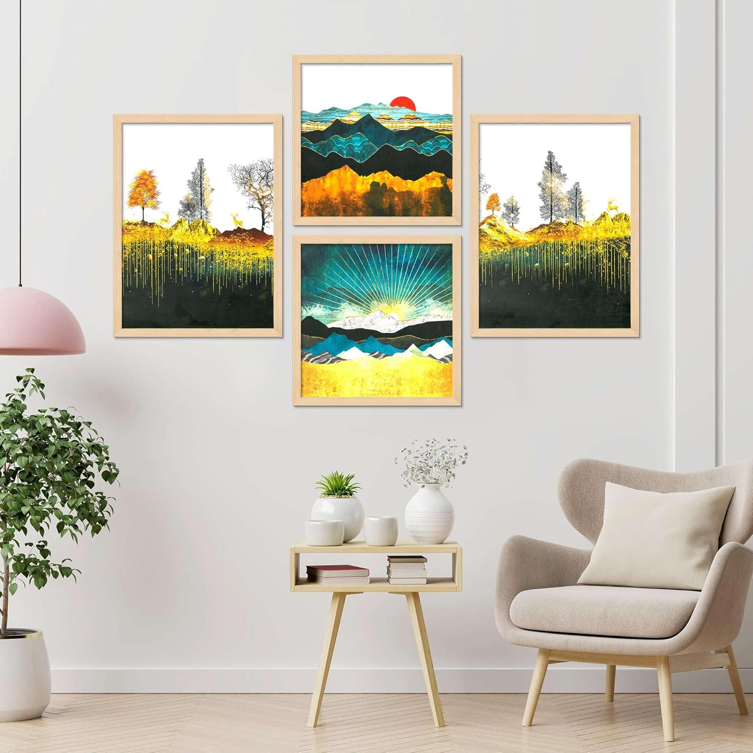 Framed Painting Set of Four for Wall Painting Decoration