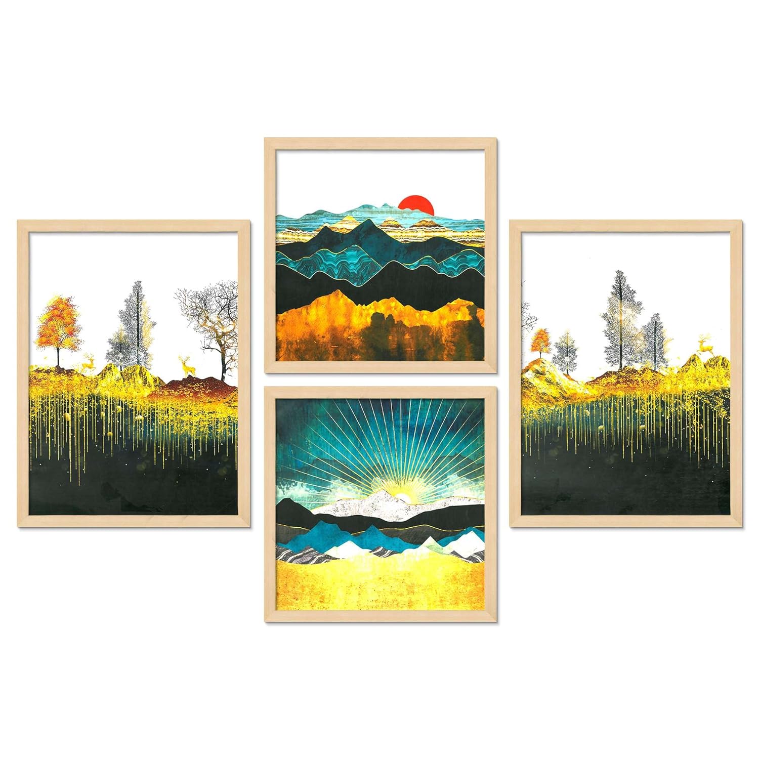 Framed Painting Set of Four for Wall Painting Decoration