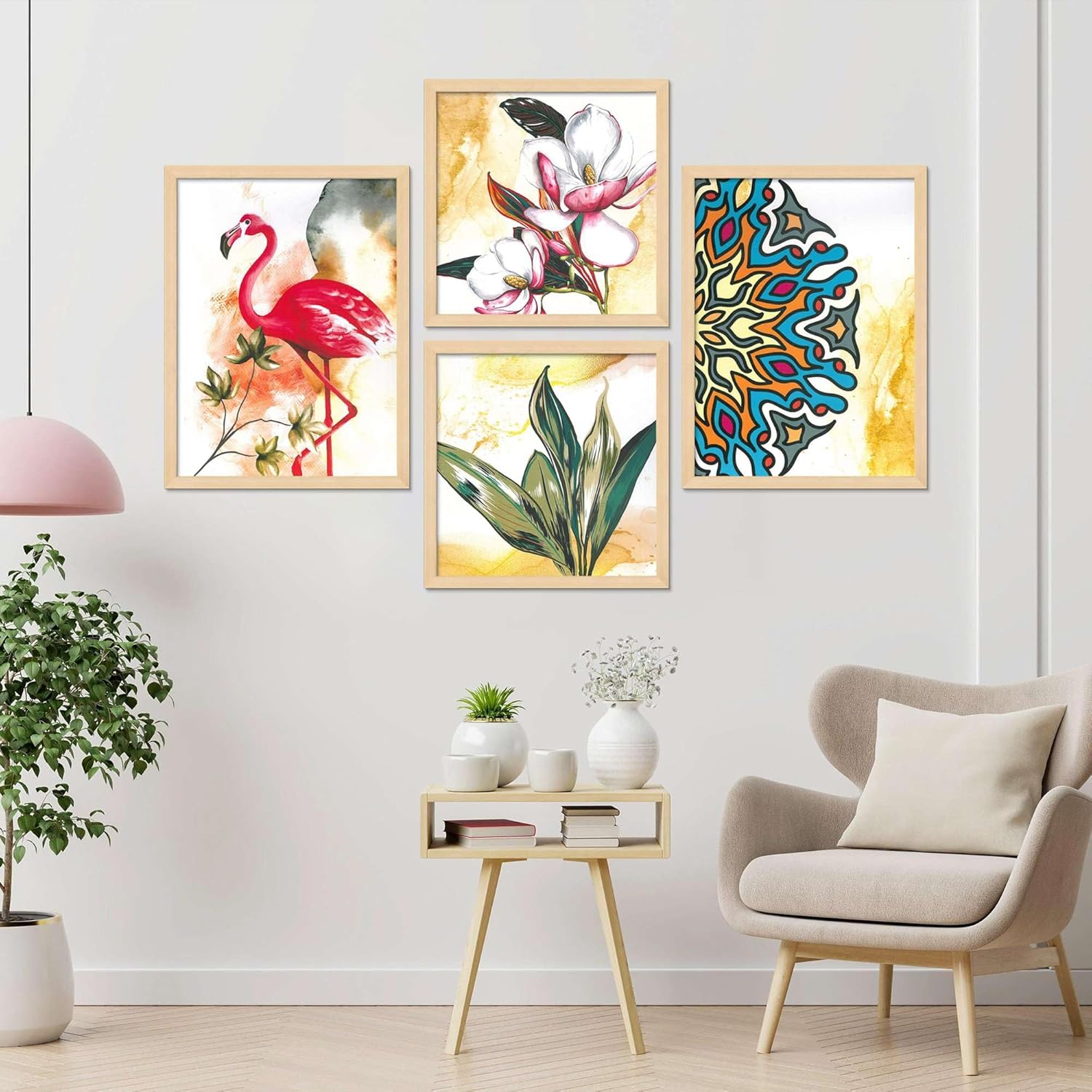 Framed Painting Set of Four for Wall Painting Decoration
