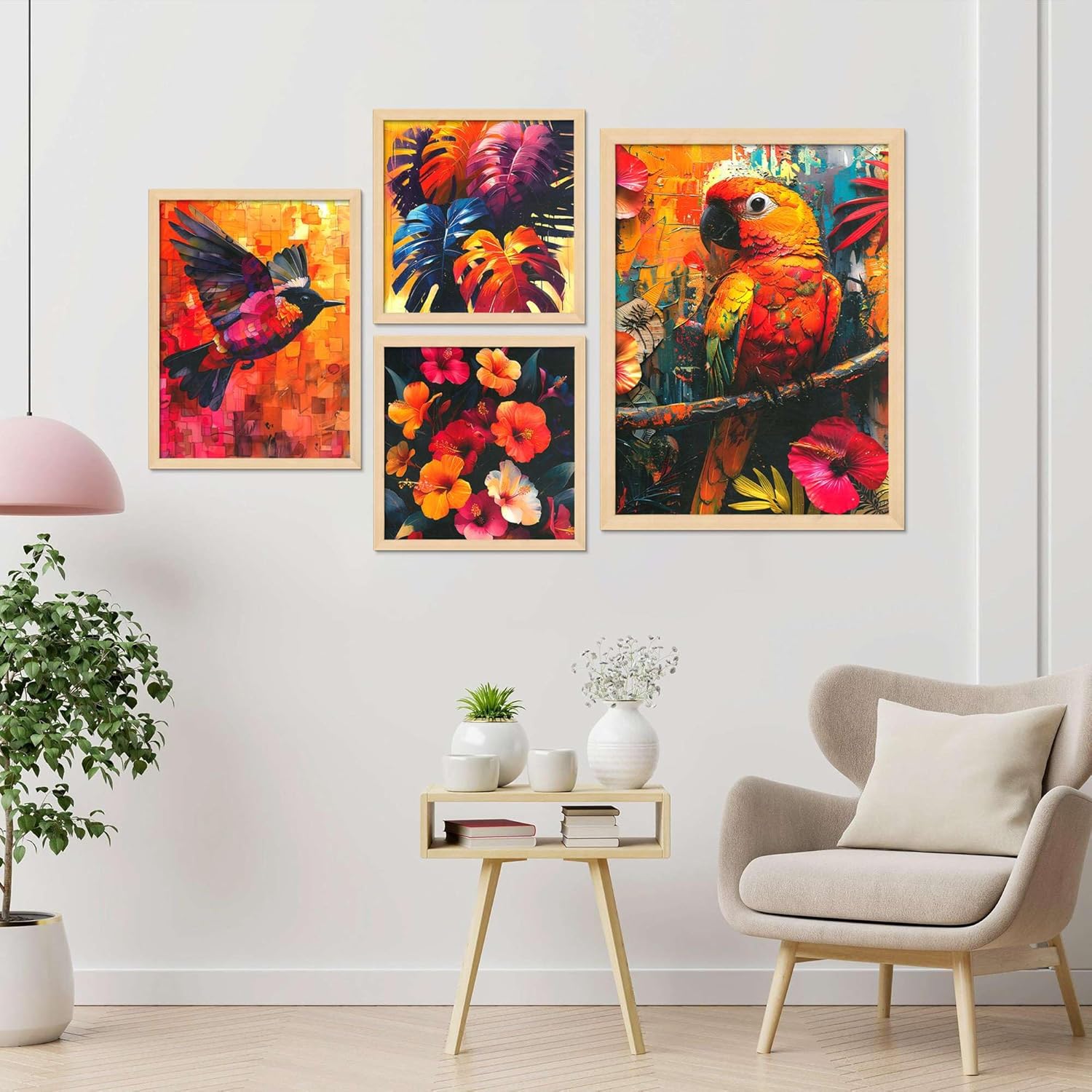 Framed Painting Set of Four for Wall Painting Decoration