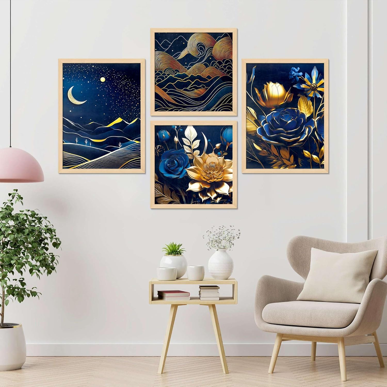 Framed Painting Set of Four for Wall Painting Decoration