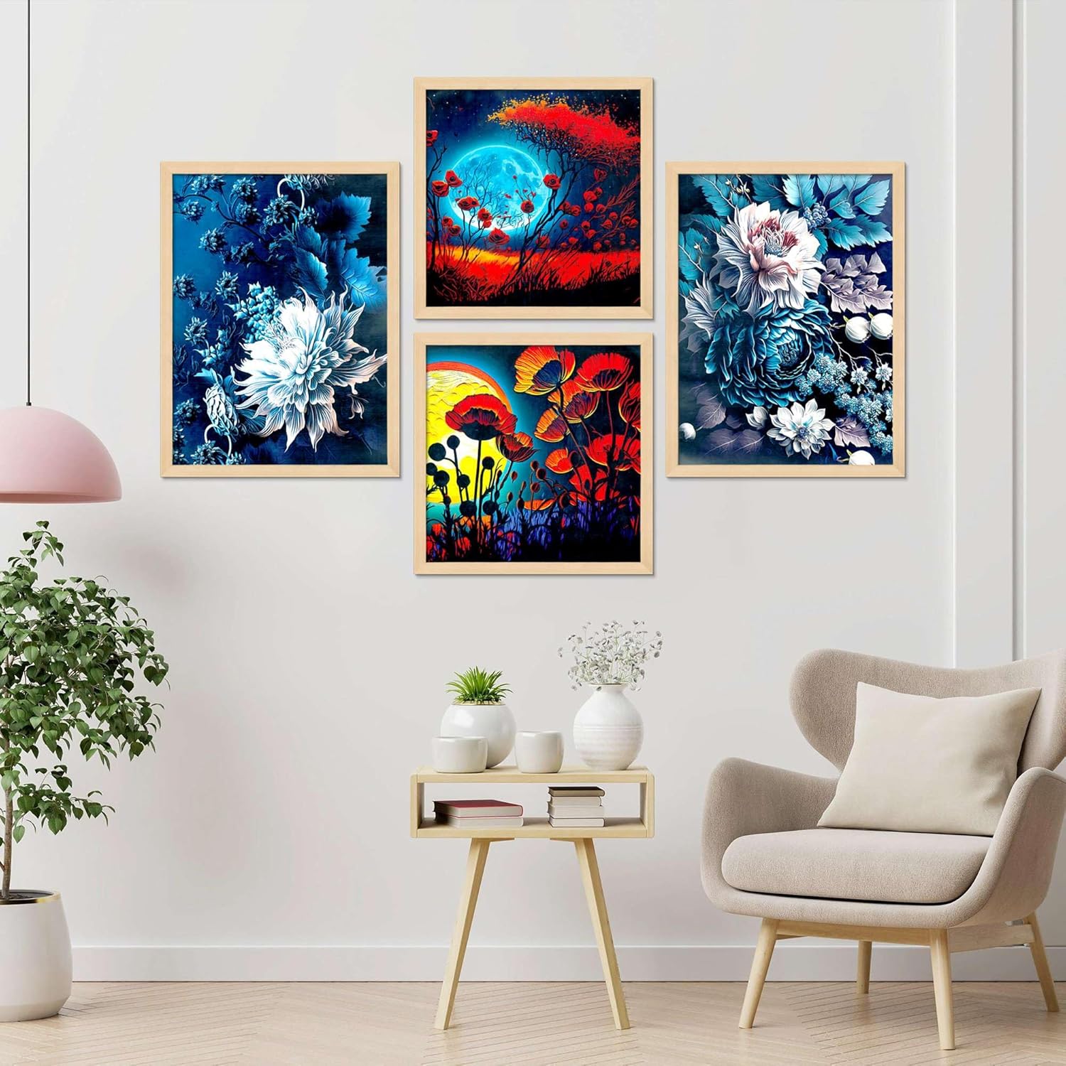 Framed Painting Set of Four for Wall Painting Decoration