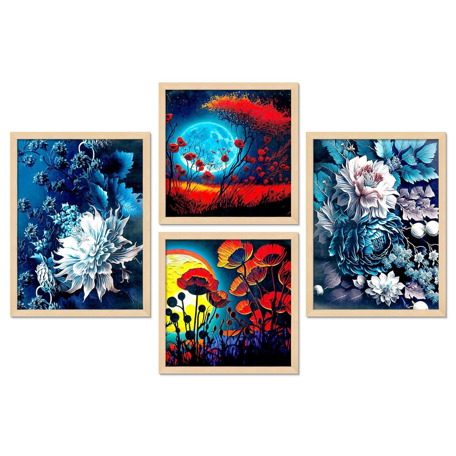 Framed Painting Set of Four for Wall Painting Decoration