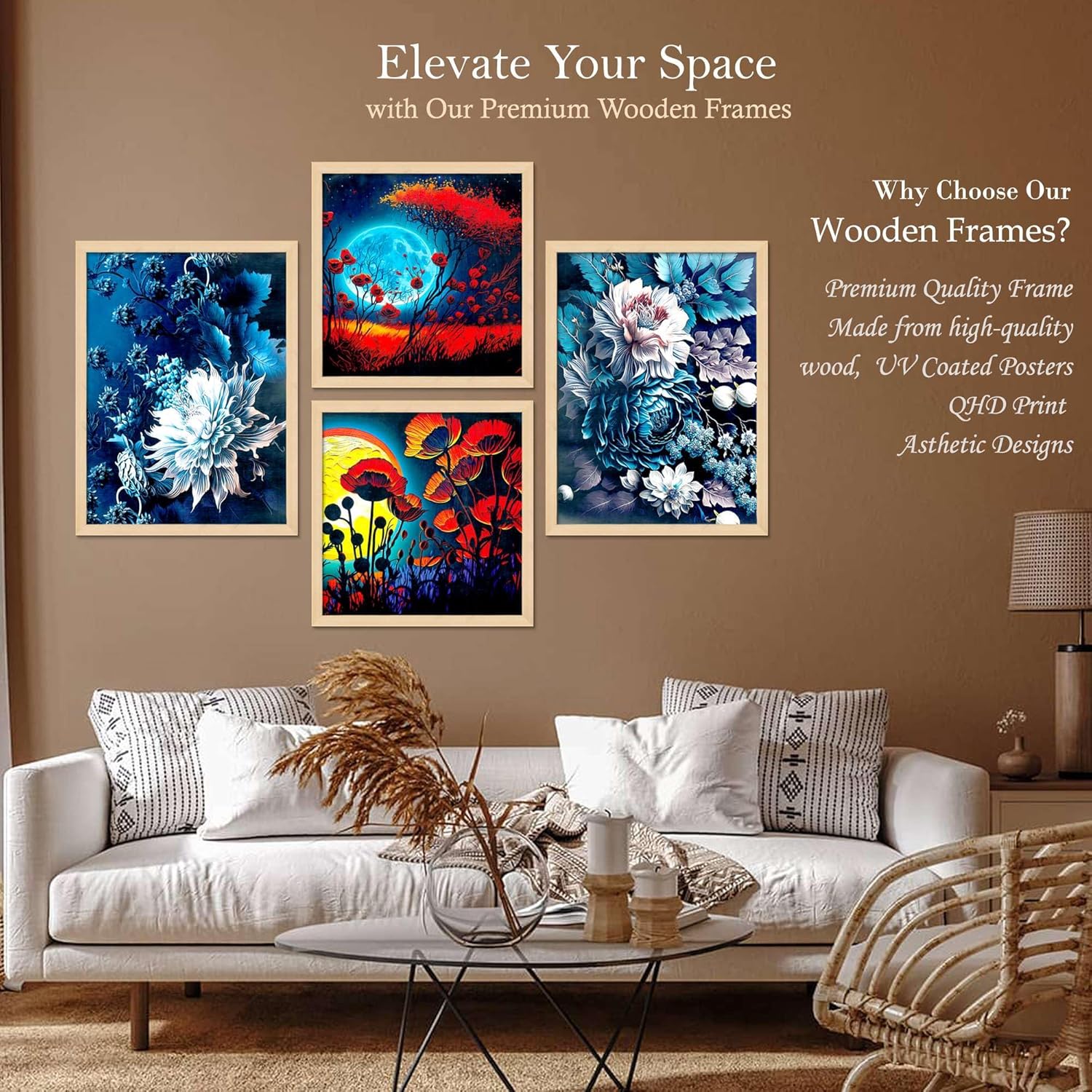 Framed Painting Set of Four for Wall Painting Decoration