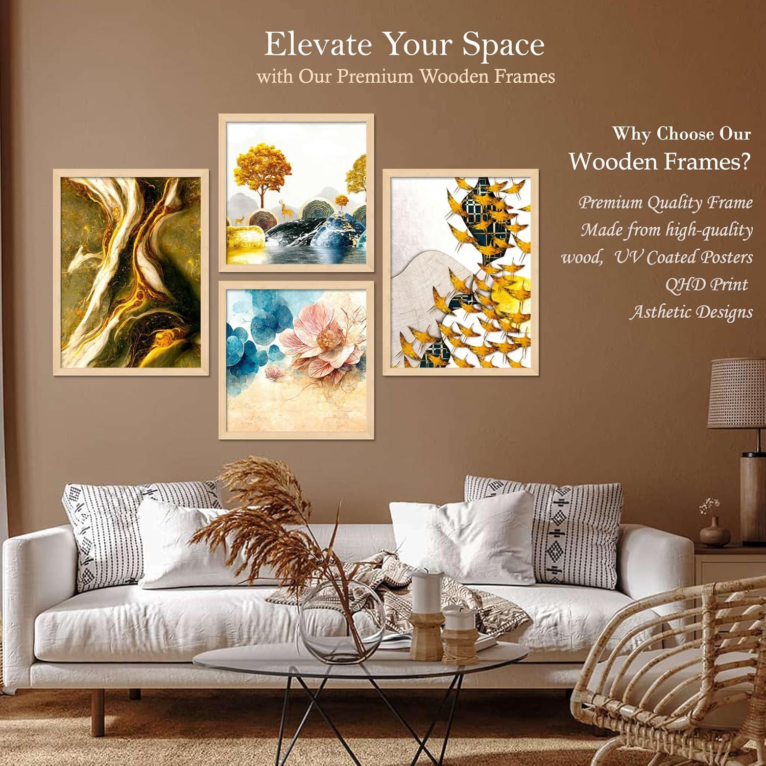 Framed Painting Set of Four for Wall Painting Decoration
