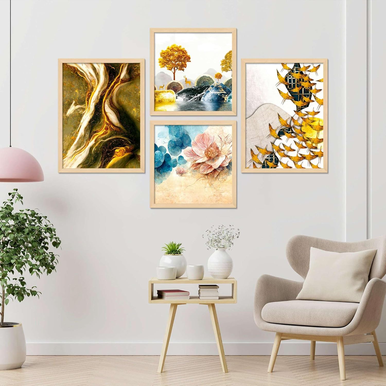 Framed Painting Set of Four for Wall Painting Decoration