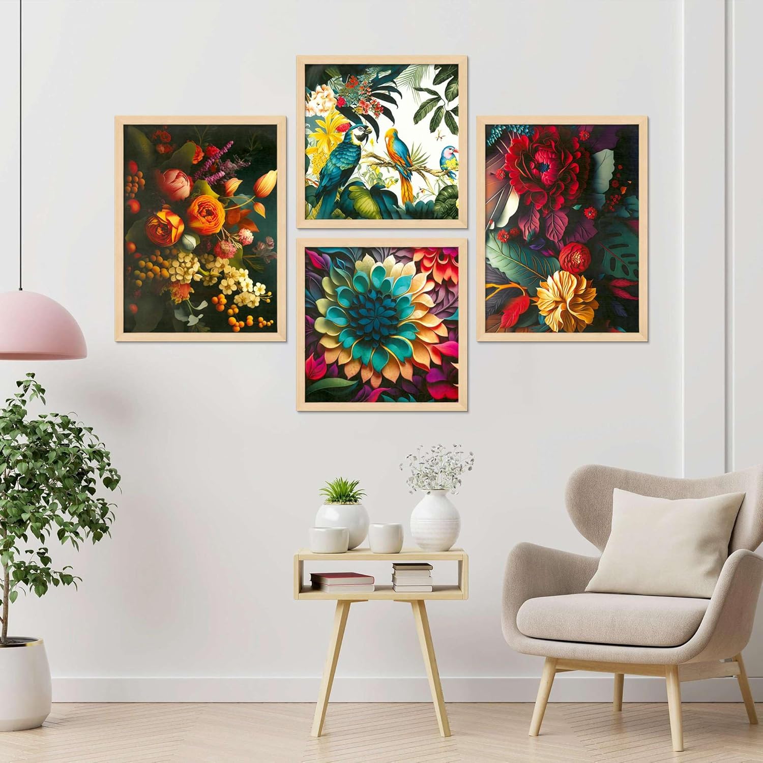 Framed Painting Set of Four for Wall Painting Decoration