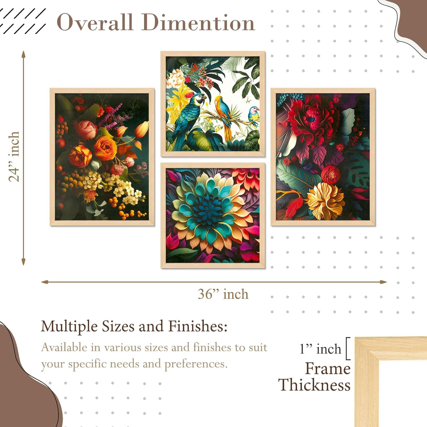 Framed Painting Set of Four for Wall Painting Decoration