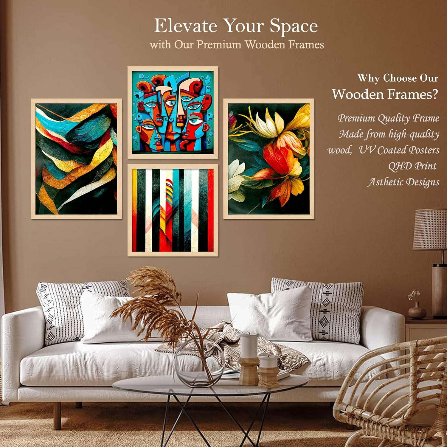 Framed Painting Set of Four for Wall Painting Decoration