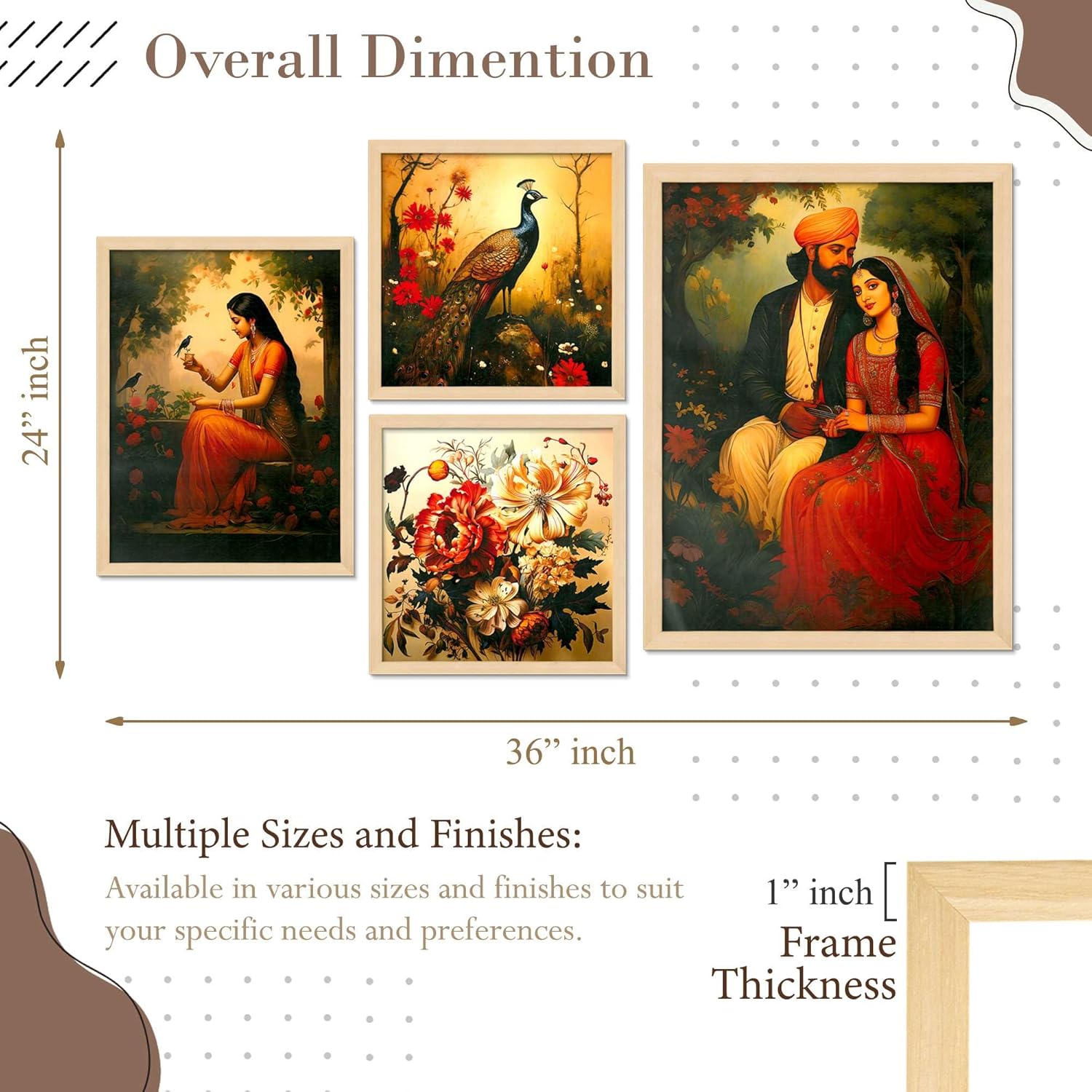 Framed Painting Set of Four for Wall Painting Decoration
