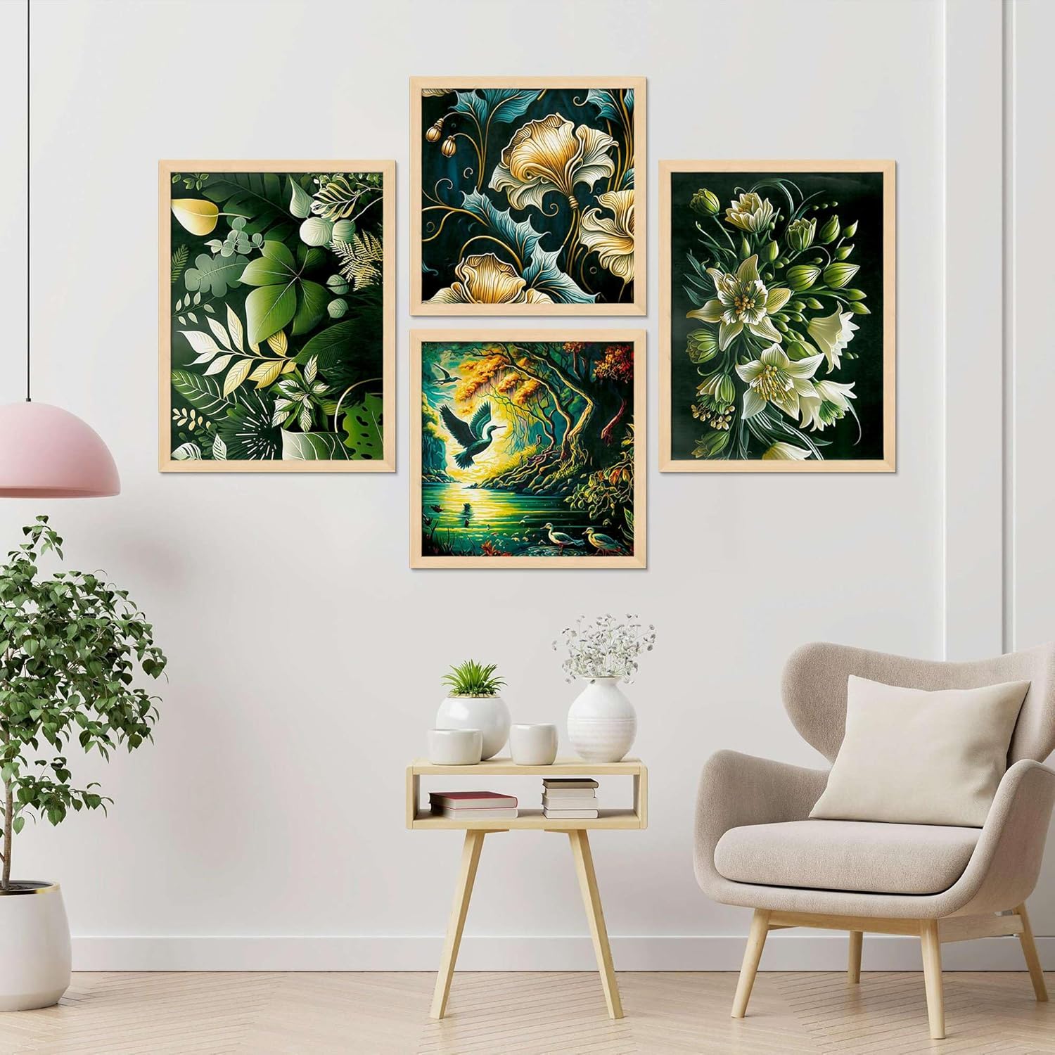 Framed Painting Set of Four for Wall Painting Decoration