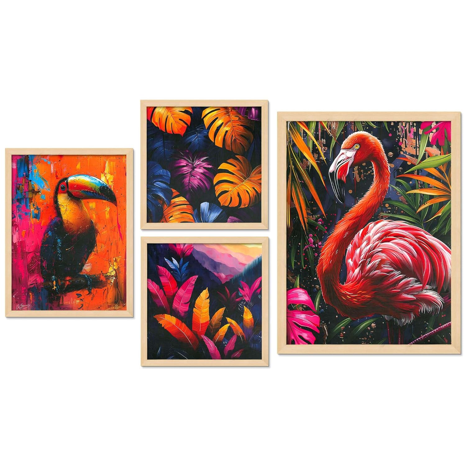 Framed Painting Set of Four for Wall Painting Decoration