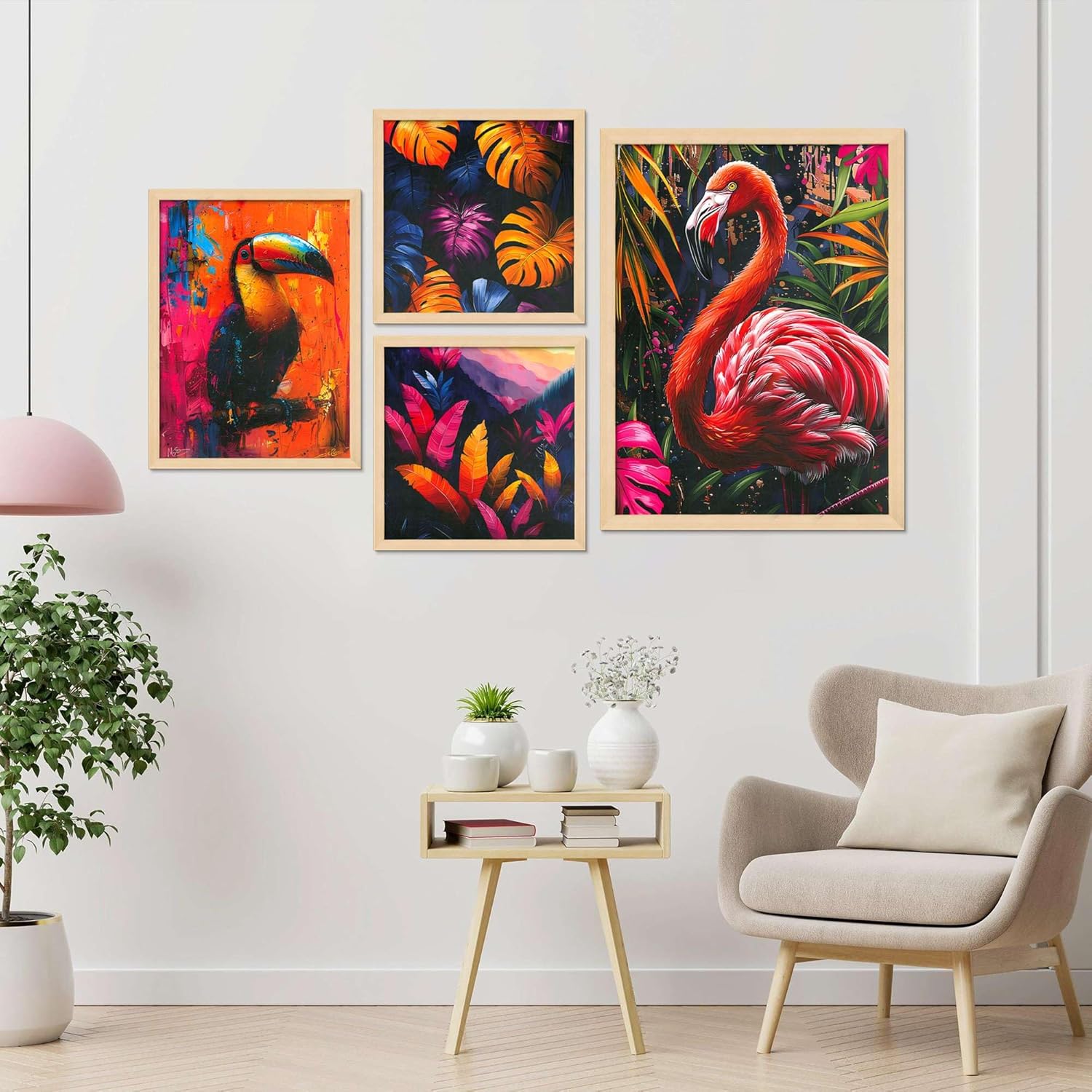 Framed Painting Set of Four for Wall Painting Decoration