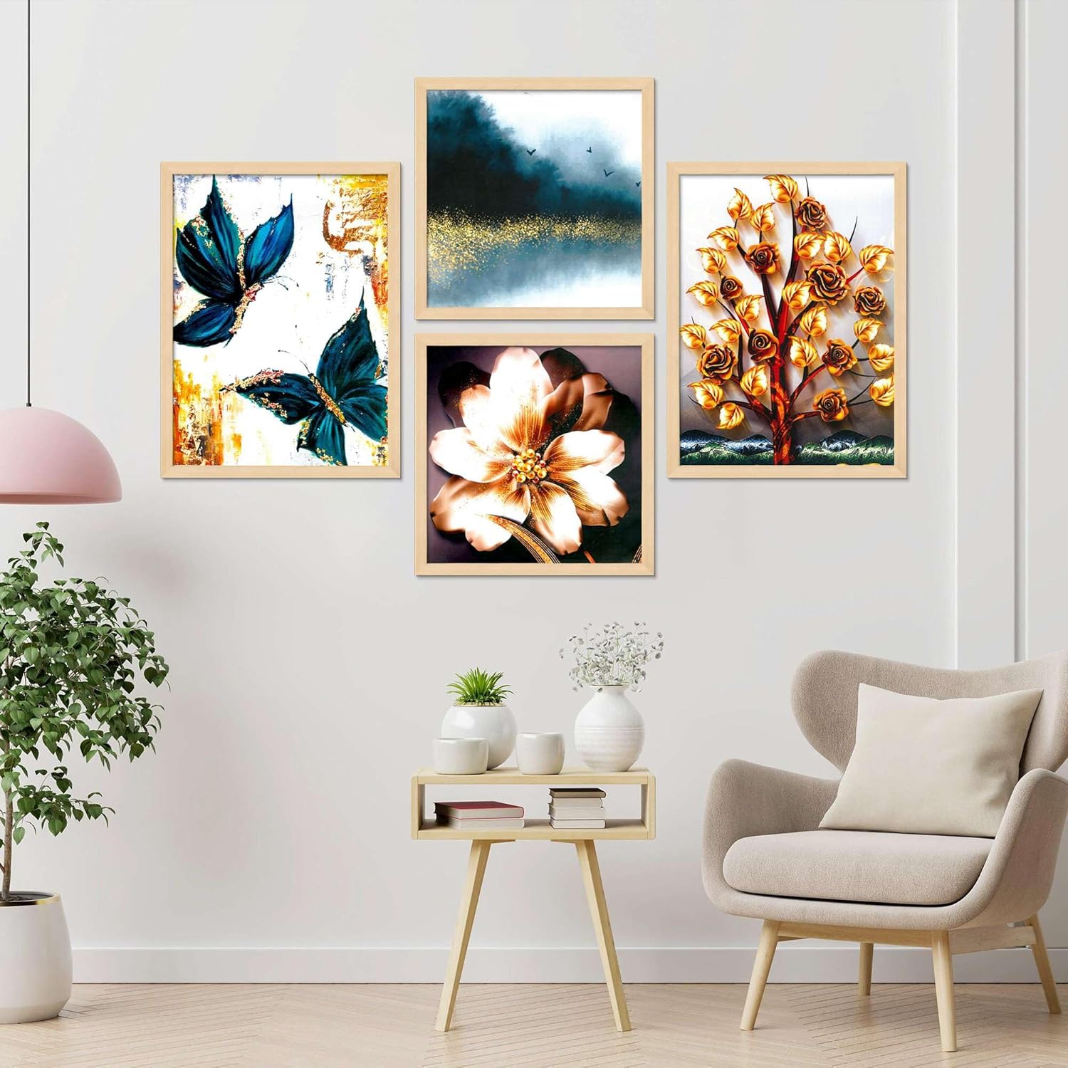 Framed Painting Set of Four for Wall Painting Decoration