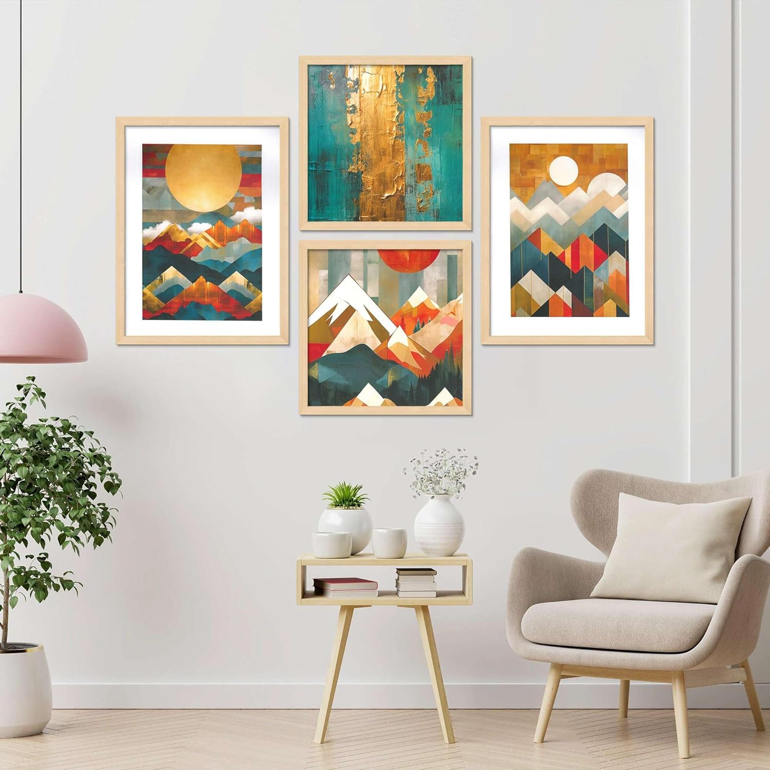Framed Painting Set of Four for Wall Painting Decoration
