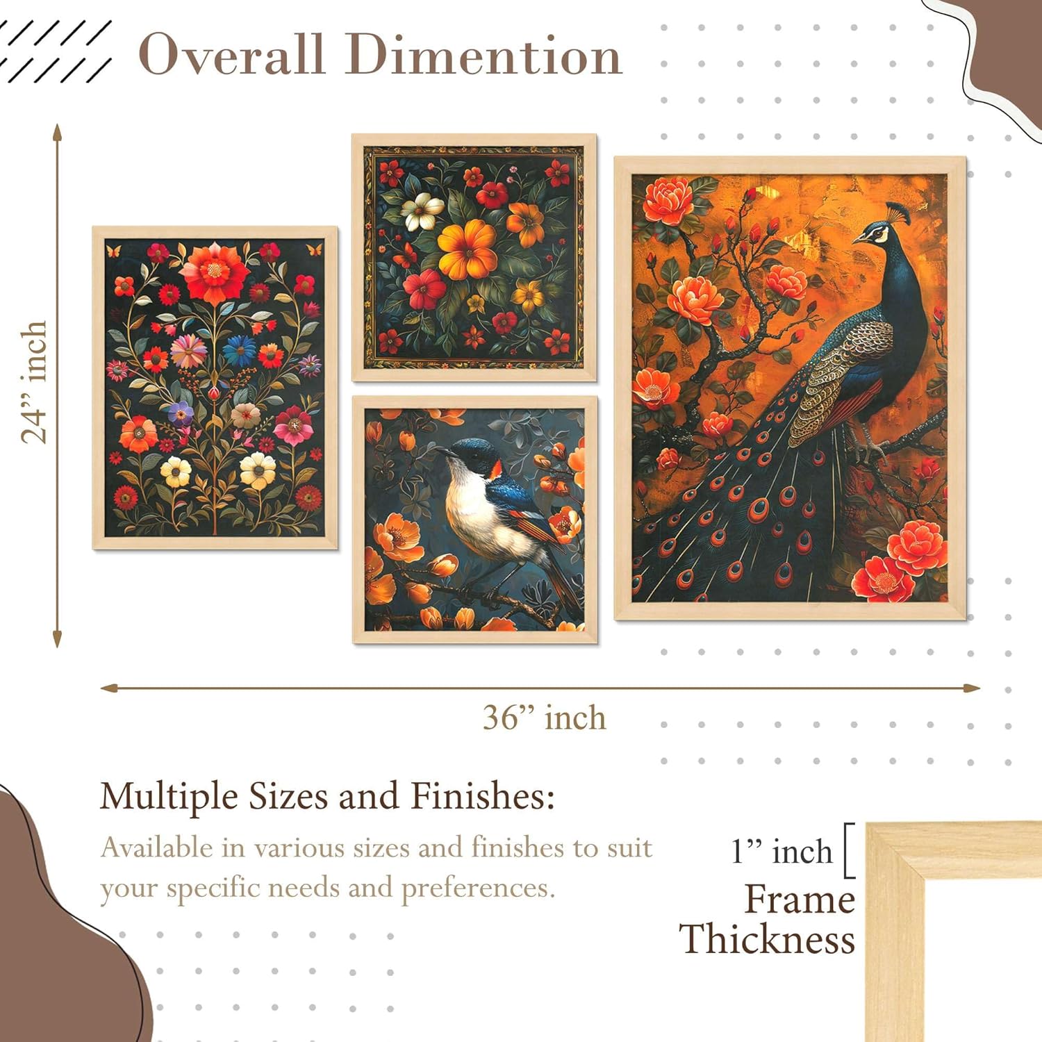 Framed Painting Set of Four for Wall Painting Decoration