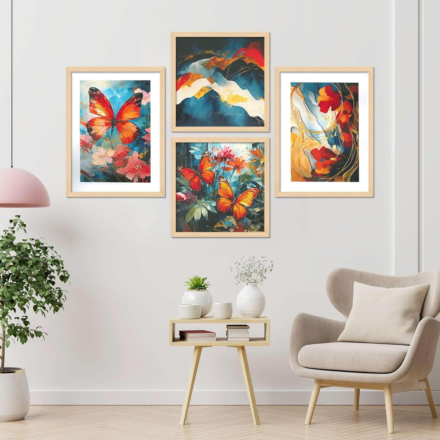 Framed Painting Set of Four for Wall Painting Decoration