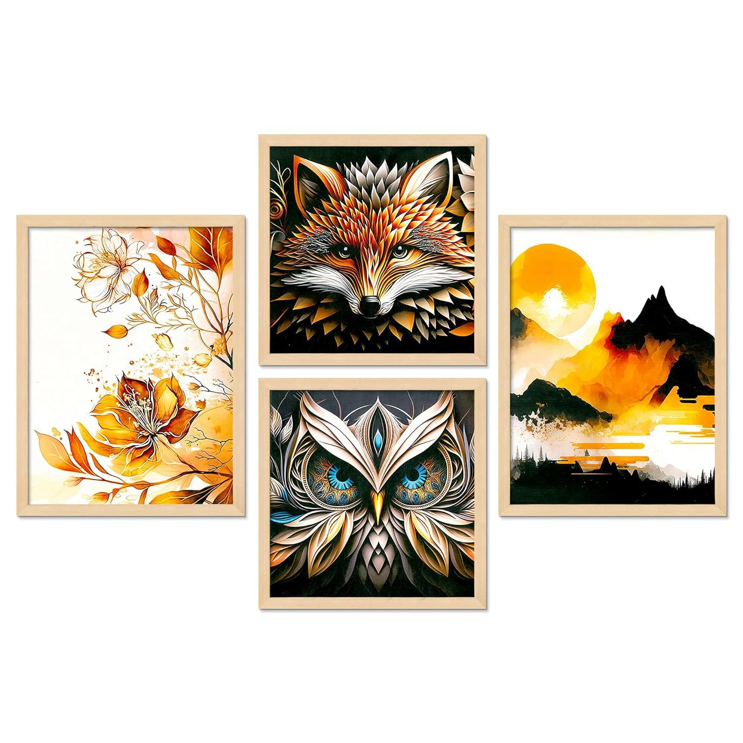 Framed Painting Set of Four for Wall Painting Decoration