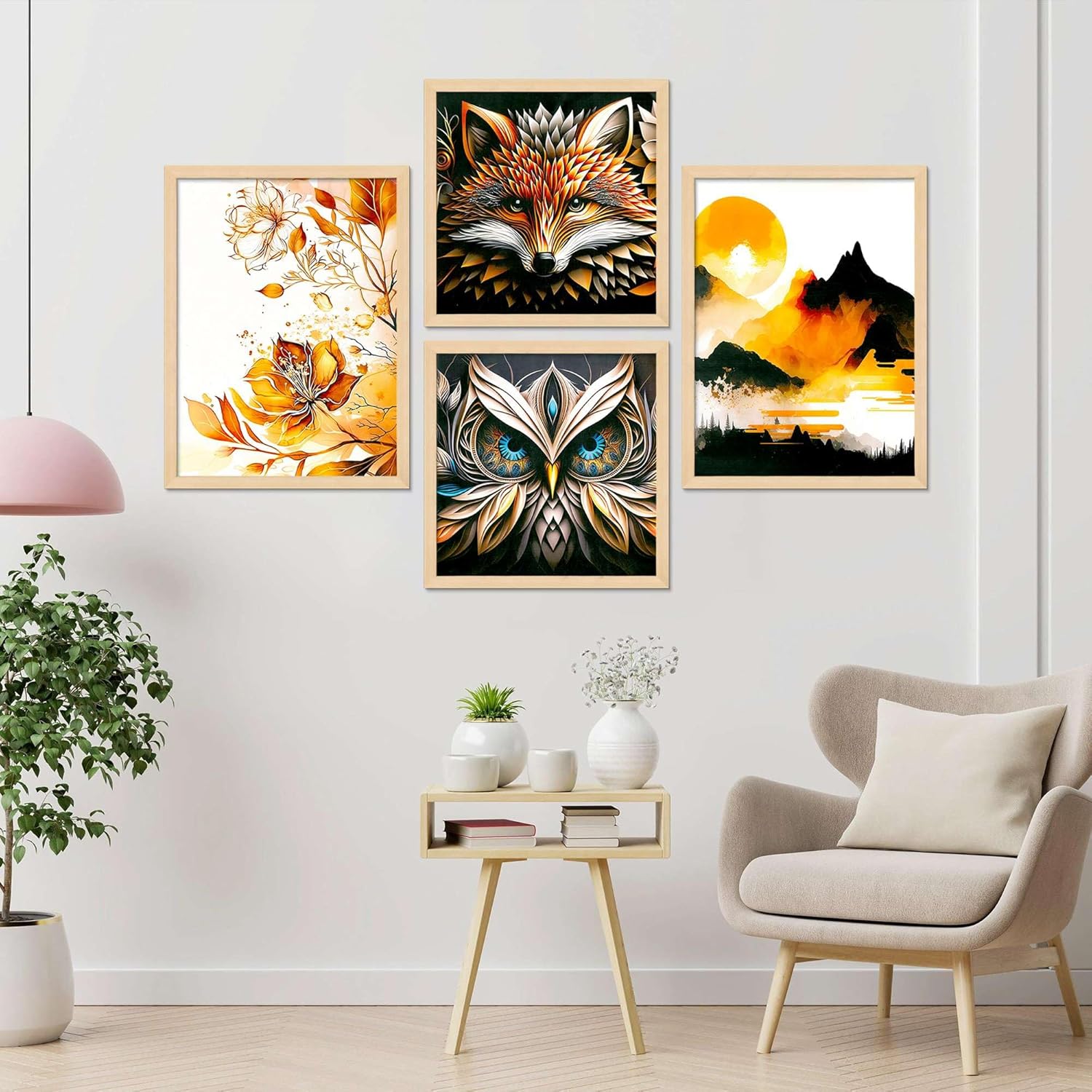 Framed Painting Set of Four for Wall Painting Decoration