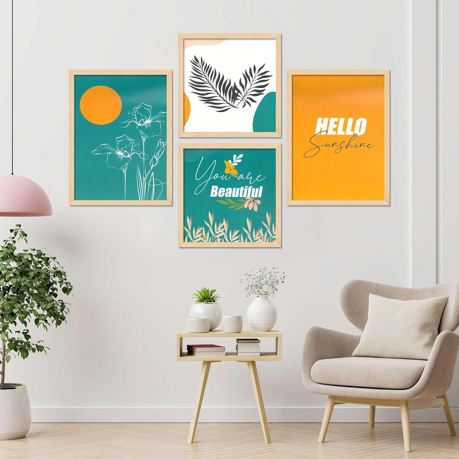 Framed Painting Set of Four for Wall Painting Decoration