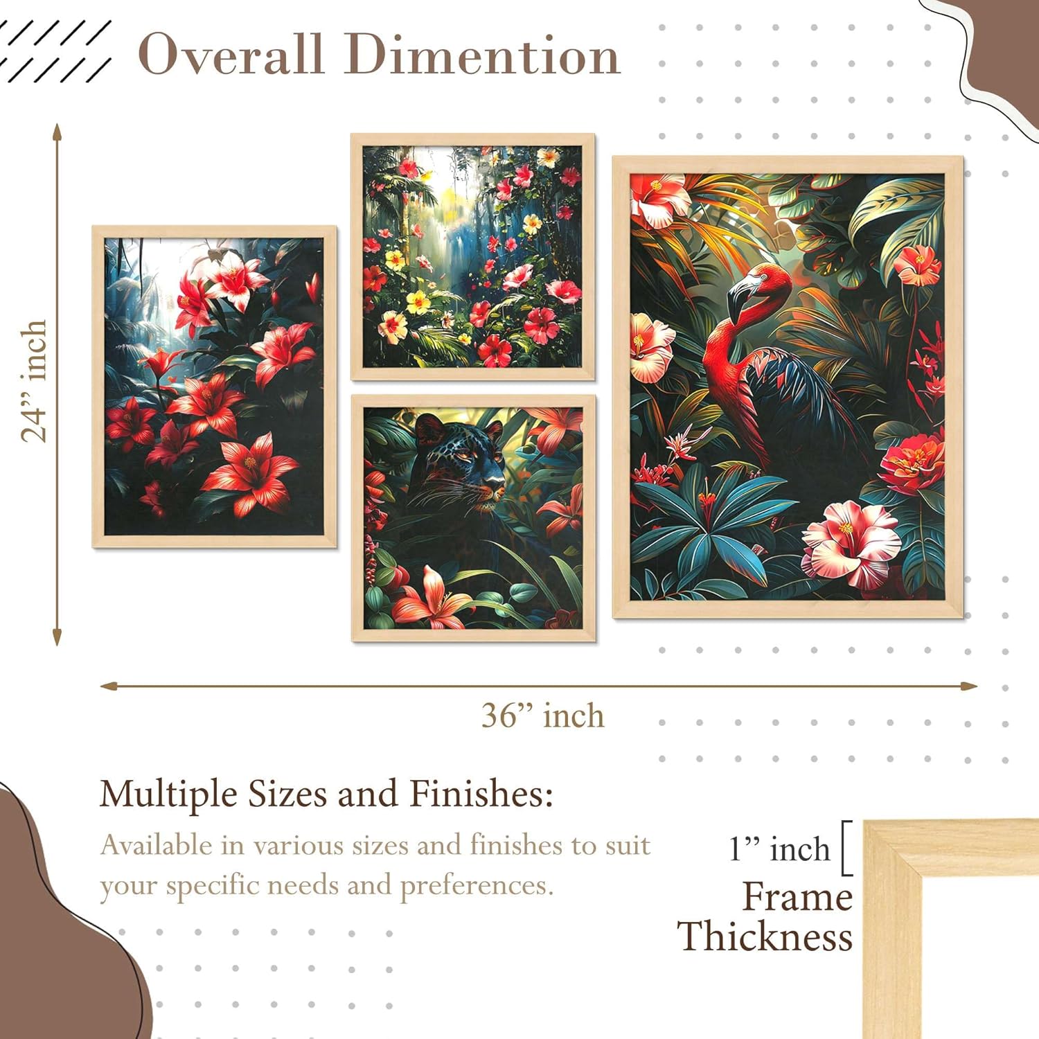 Framed Painting Set of Four for Wall Painting Decoration