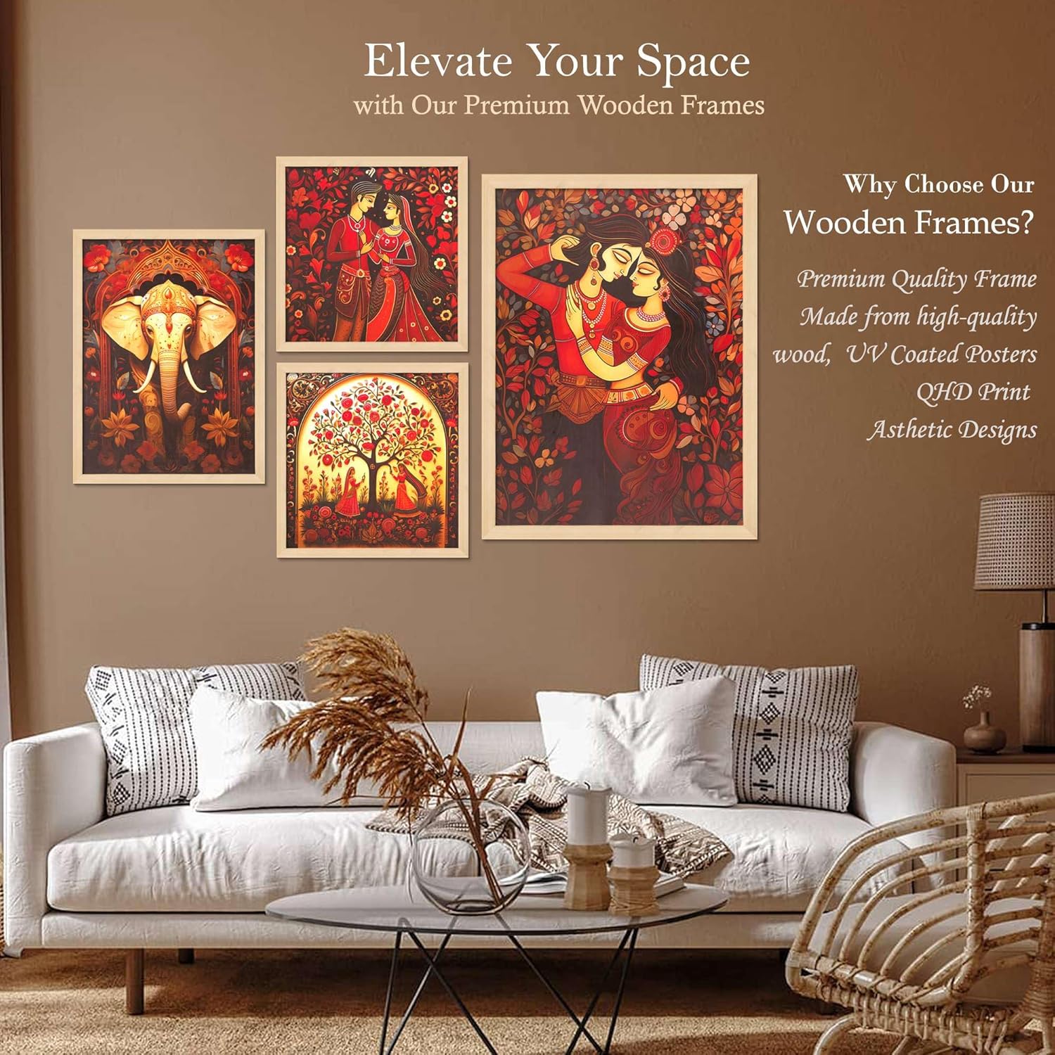 Framed Wall Painting Set of Four for Elegant Home Wall Decor